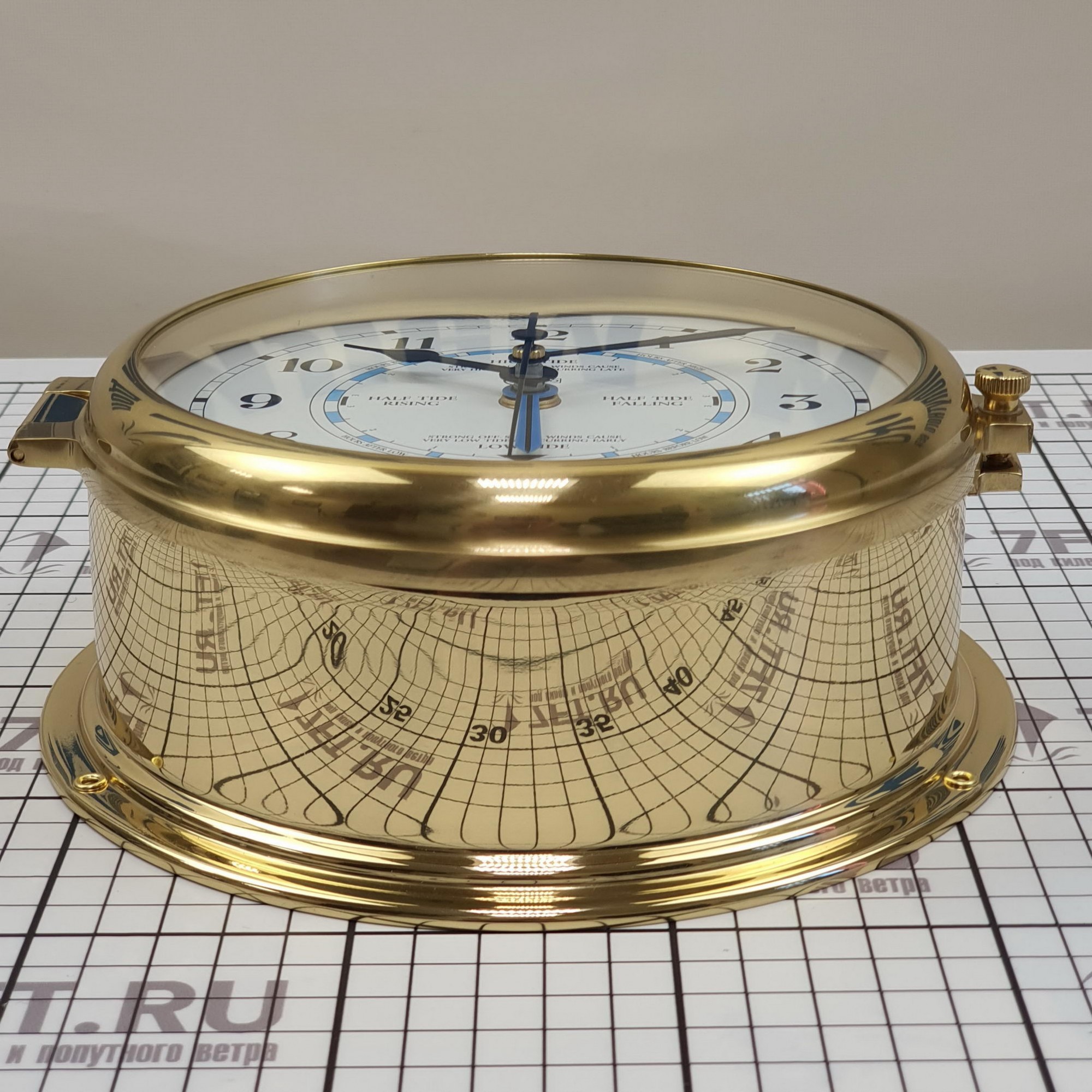 Купить Часы-иллюминатор с показателем приливов Barigo Skipper 587MSTT 180x70мм Ø150мм из полированной латуни 7ft.ru в интернет магазине Семь Футов