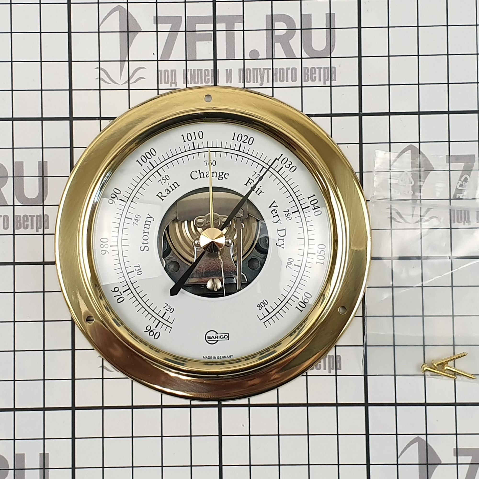 Купить Барометр судовой Barigo Tempo 183MS 110x32мм Ø85мм золотой из полированной латуни 7ft.ru в интернет магазине Семь Футов