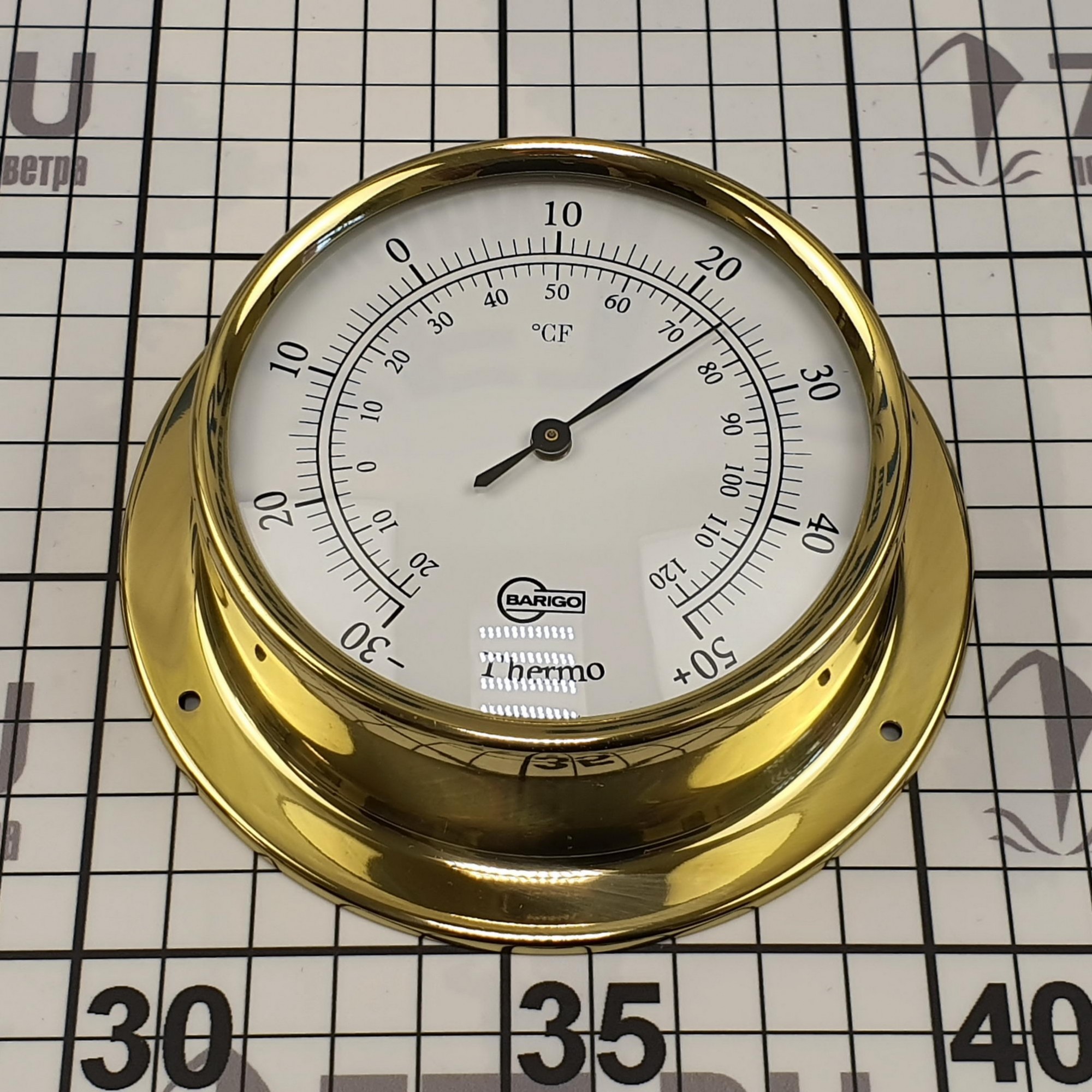 Купить Термометр судовой Barigo Tempo 883MS 110x32мм Ø85мм золотой из полированной латуни 7ft.ru в интернет магазине Семь Футов