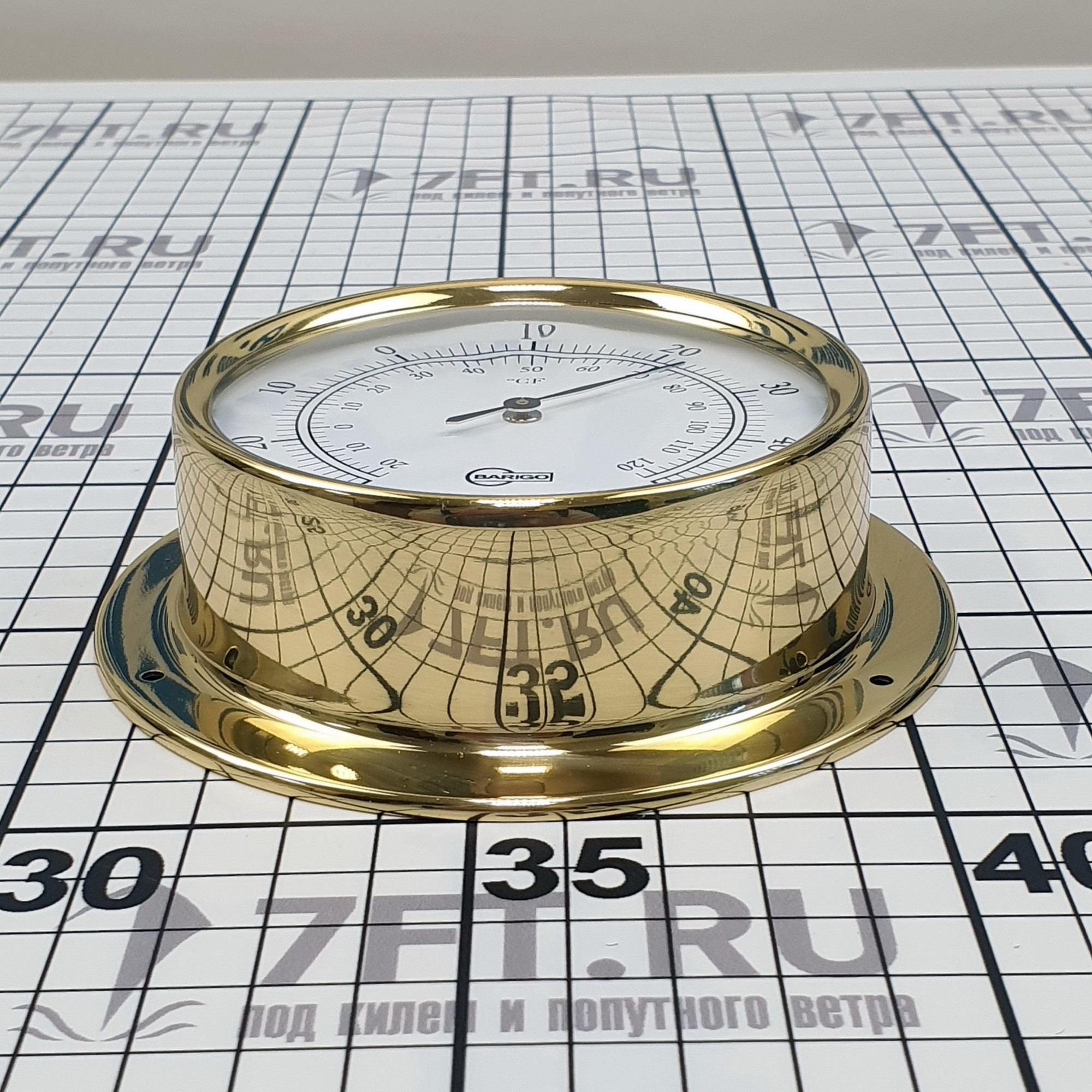Купить Термометр судовой Barigo Tempo 883MS 110x32мм Ø85мм золотой из полированной латуни 7ft.ru в интернет магазине Семь Футов