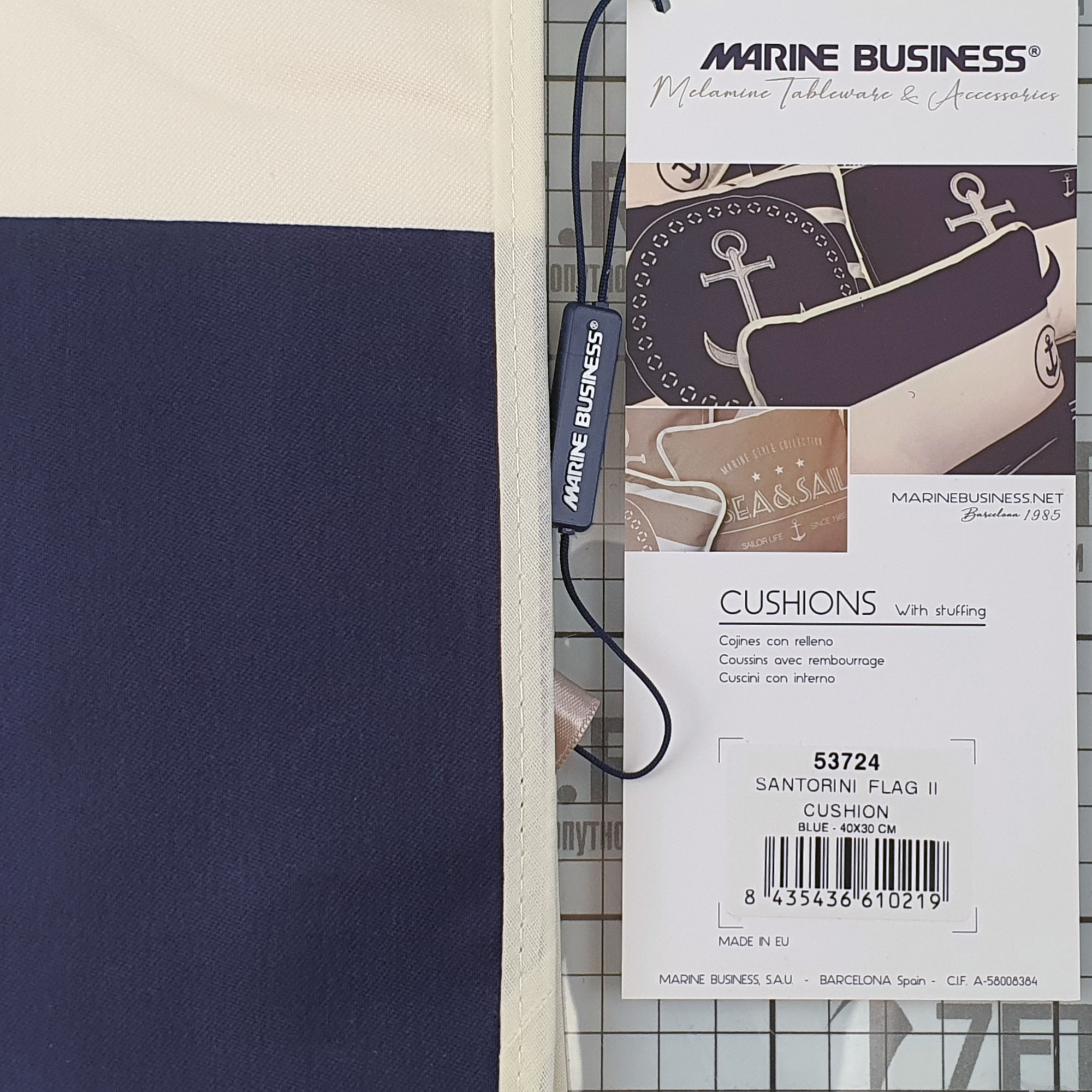 Купить Набор подушек с наполнителем Marine Business Santorini 53724 400x300мм 2шт из бело-синего хлопка 7ft.ru в интернет магазине Семь Футов