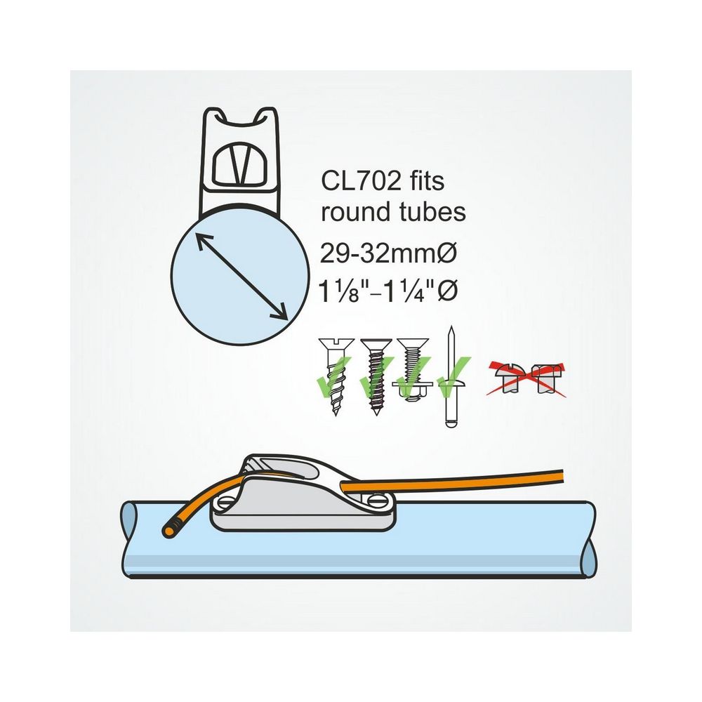Купить Стопор щелевой Clamcleat CL702AN 82x18x25 мм алюминиевый анодированный для тросов 3-6 мм 7ft.ru в интернет магазине Семь Футов