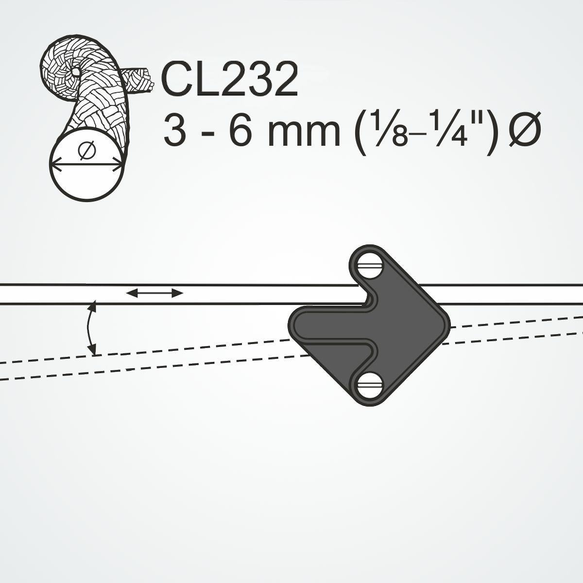 Купить Стопор щелевой Clamcleat CL232 46x46x16 мм нейлоновый для тросов 3-6 мм 7ft.ru в интернет магазине Семь Футов