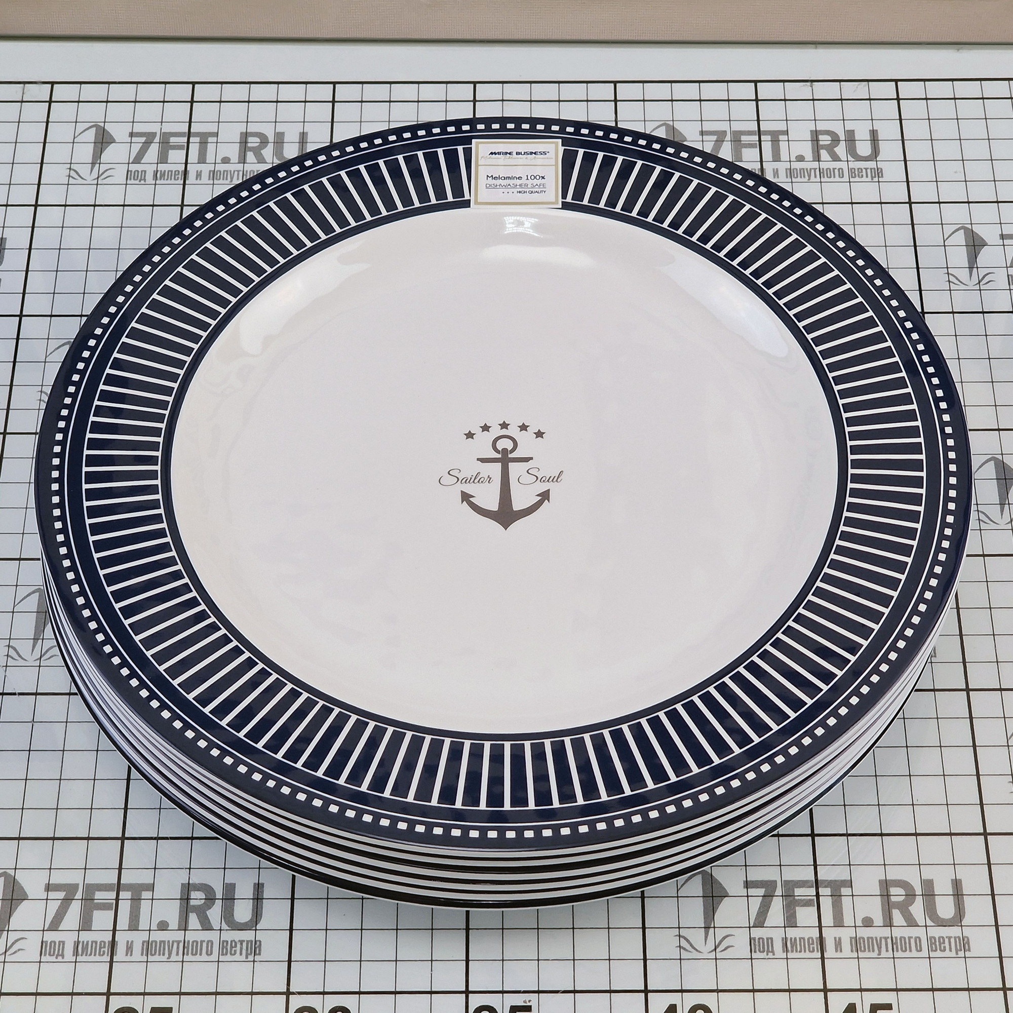 Купить Набор обеденных тарелок Marine Business Sailor soul 14001 Ø280мм 6шт из синего/белого меламина 7ft.ru в интернет магазине Семь Футов