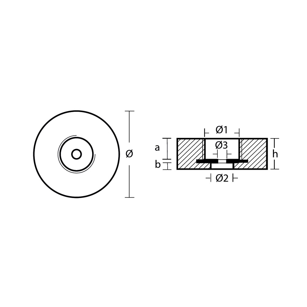 Купить Цинковый анод Tecnoseal 00153 Ø135x47мм дисковый с латунным болтом, прокладкой и заглушкой для кормы 7ft.ru в интернет магазине Семь Футов