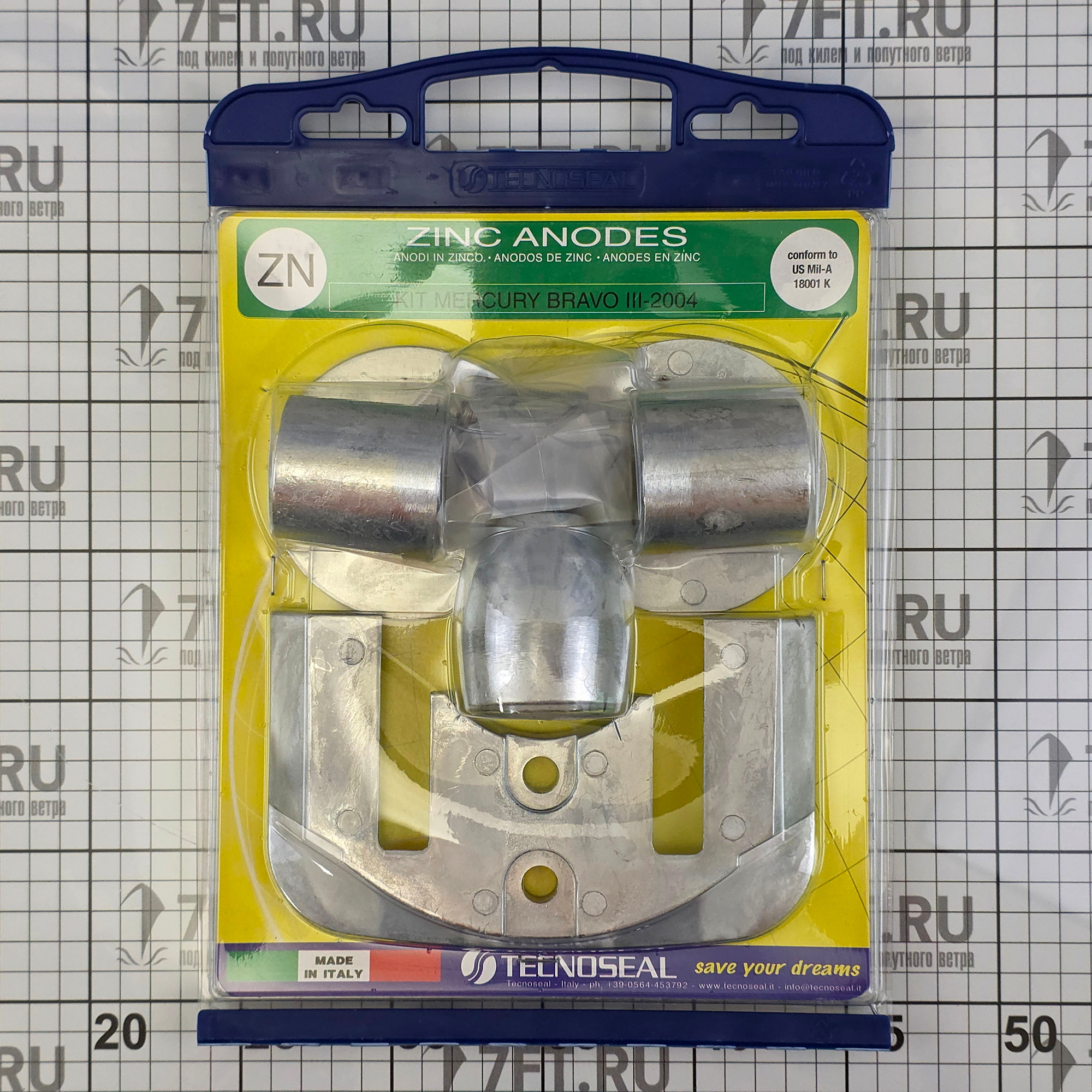 Купить Комплект цинковых анодов Tecnoseal KITBRAVOIII-04 6шт для угловых колонок Mercury/Mercruiser Bravo III 7ft.ru в интернет магазине Семь Футов