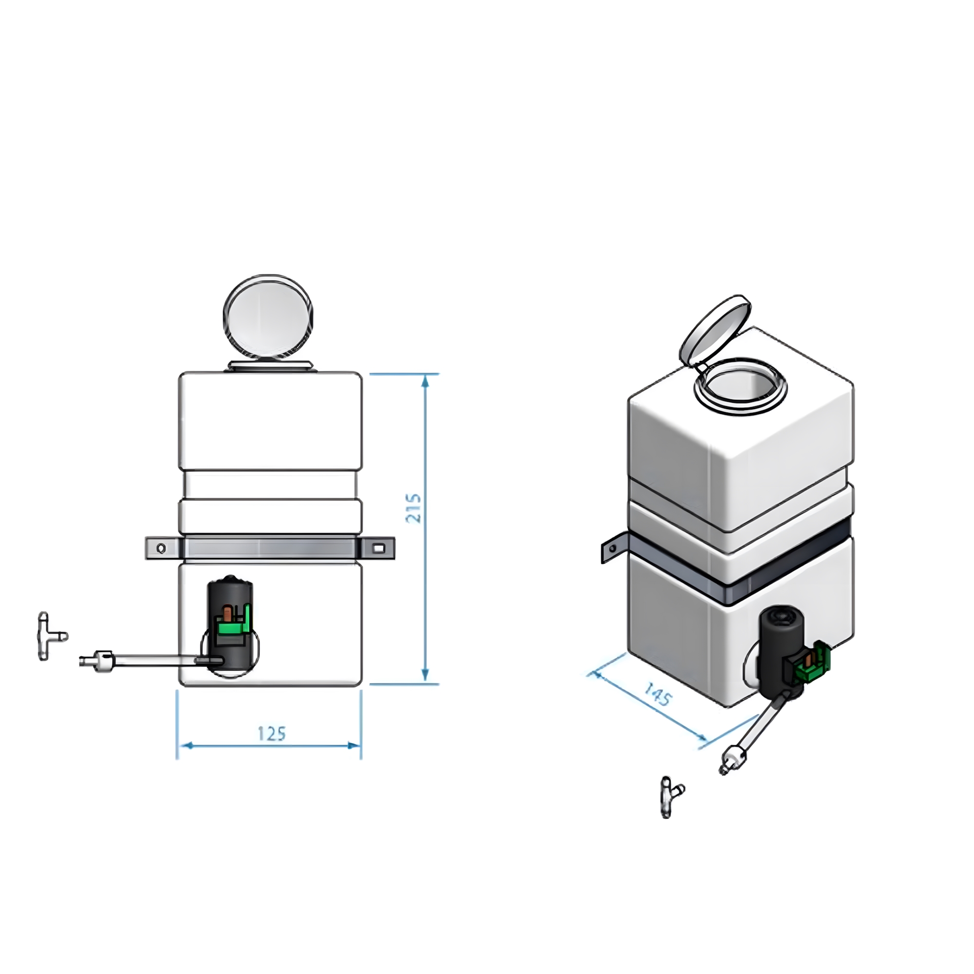 Купить Комплект омывателя стёкол Roca 531162 2,5л с помпой 24В 7ft.ru в интернет магазине Семь Футов