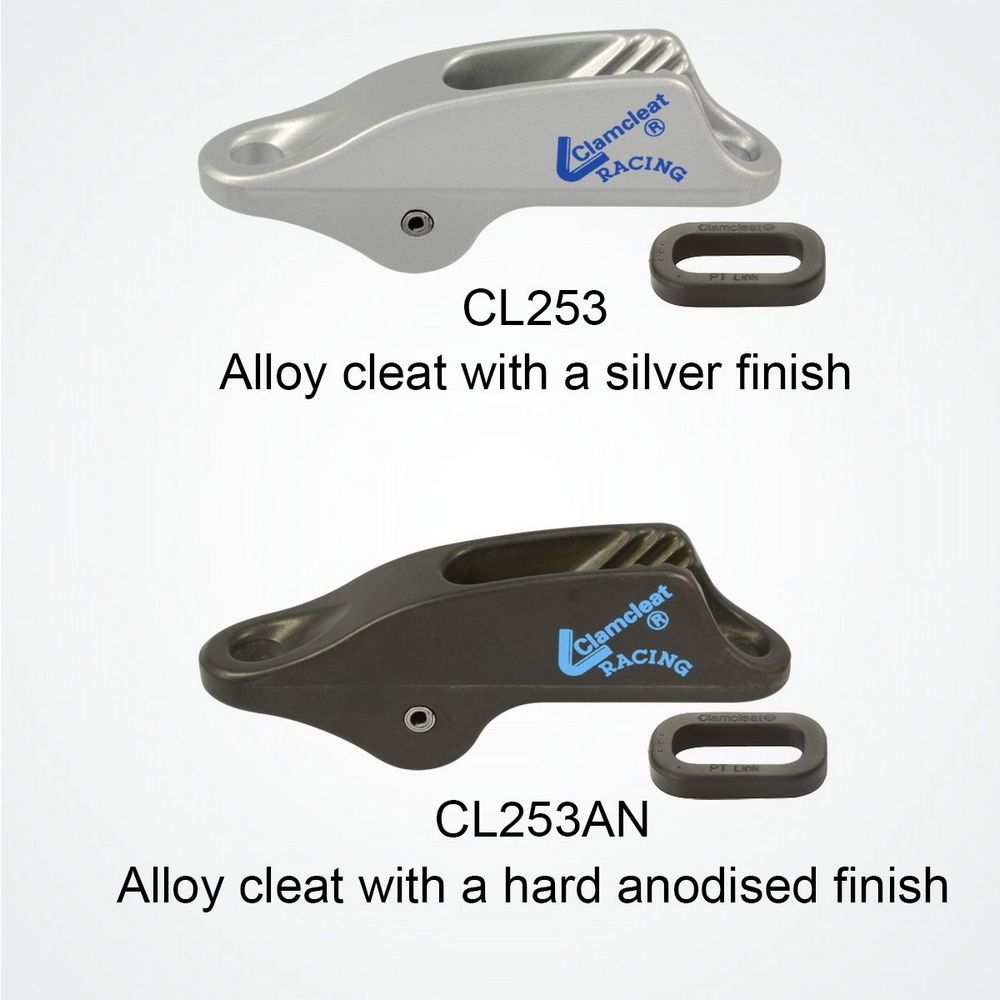 Купить Стопор щелевой для трапеций Clamcleat CL253AN для троса Ø4-8мм с нейлоновым звеном 90x18x35мм из анодированного алюминия 7ft.ru в интернет магазине Семь Футов