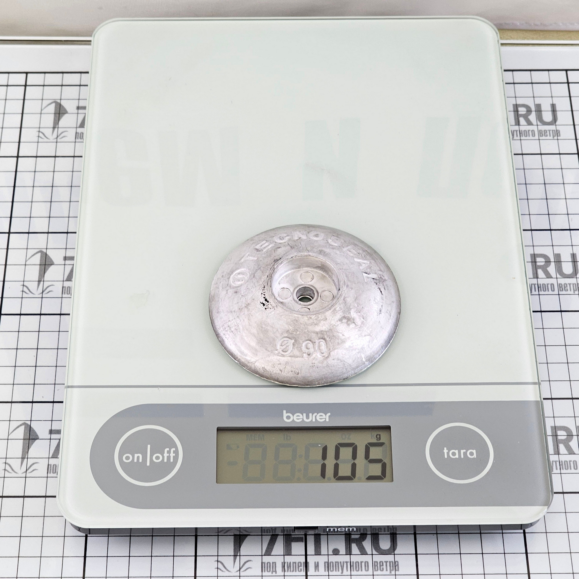 Купить Магниевый анод Tecnoseal 00102MG Ø90x17мм 0,11кг дисковый для пера руля 7ft.ru в интернет магазине Семь Футов
