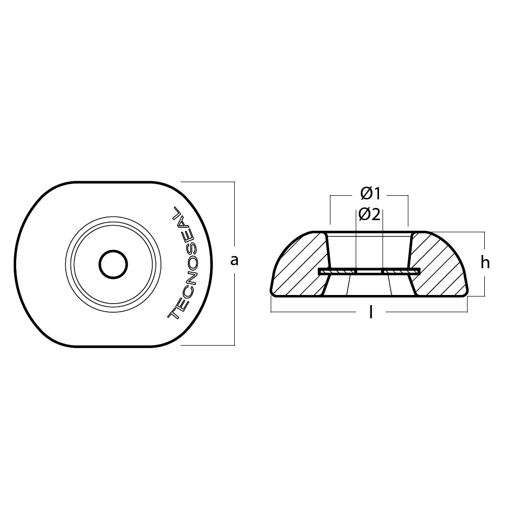 Купить Цинковый анод Tecnoseal 00102UK 98x82x32мм со стальной вставкой для пера руля 7ft.ru в интернет магазине Семь Футов