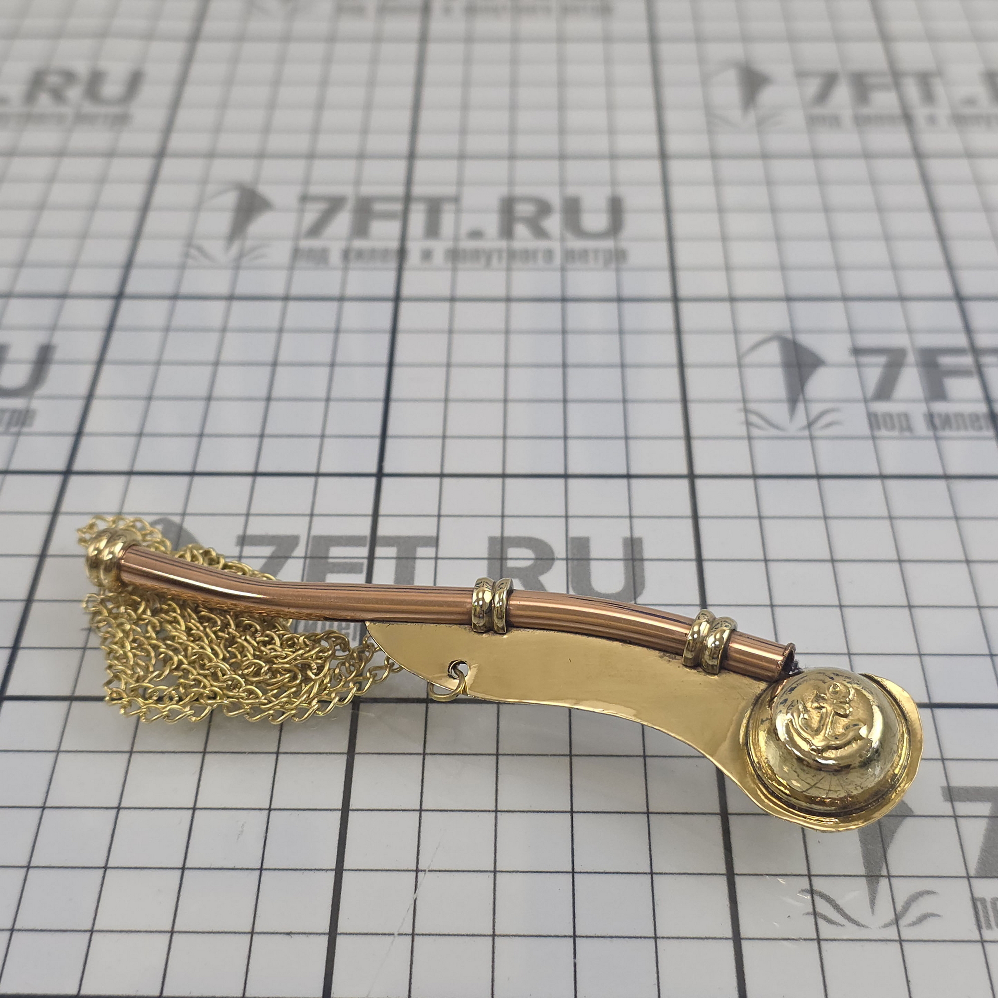 Купить Свисток боцманский Foresti&Suardi SIFF004 150x50мм латунный золотистый в коробке из дерева 7ft.ru в интернет магазине Семь Футов
