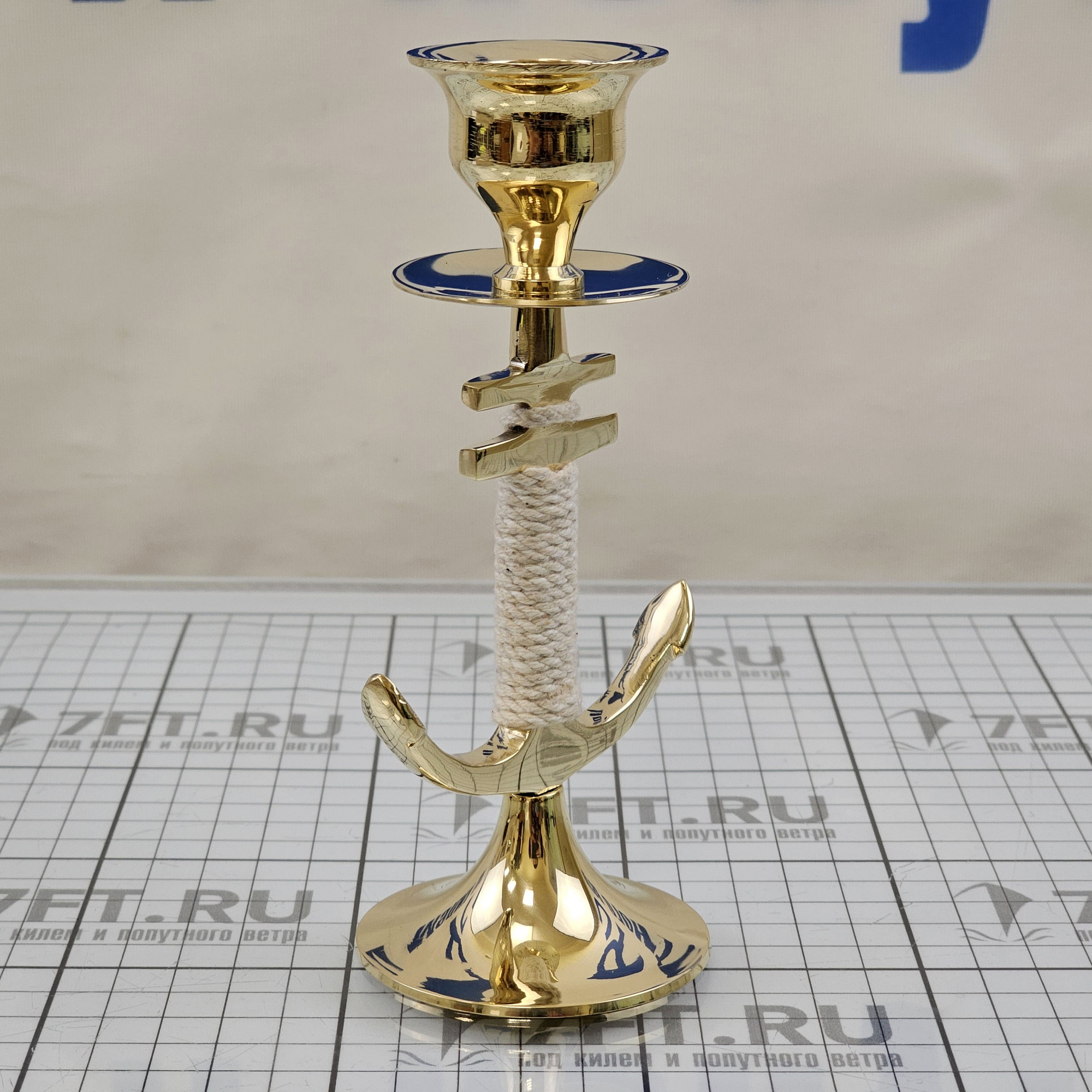 Купить Подсвечник в виде якоря с веревкой Foresti&Suardi DECO006 150мм из полированной латуни 7ft.ru в интернет магазине Семь Футов