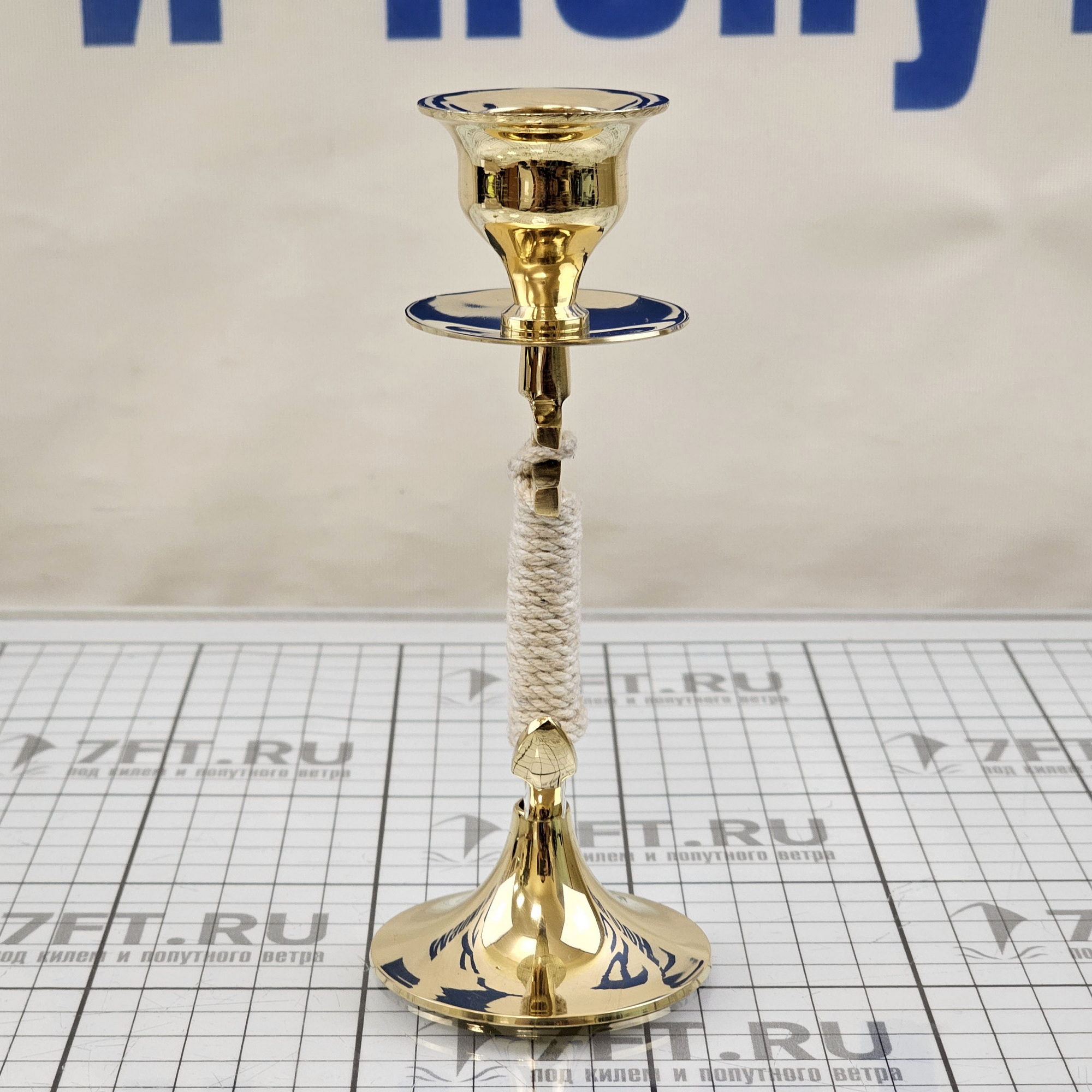 Купить Подсвечник в виде якоря с веревкой Foresti&Suardi DECO006 150мм из полированной латуни 7ft.ru в интернет магазине Семь Футов