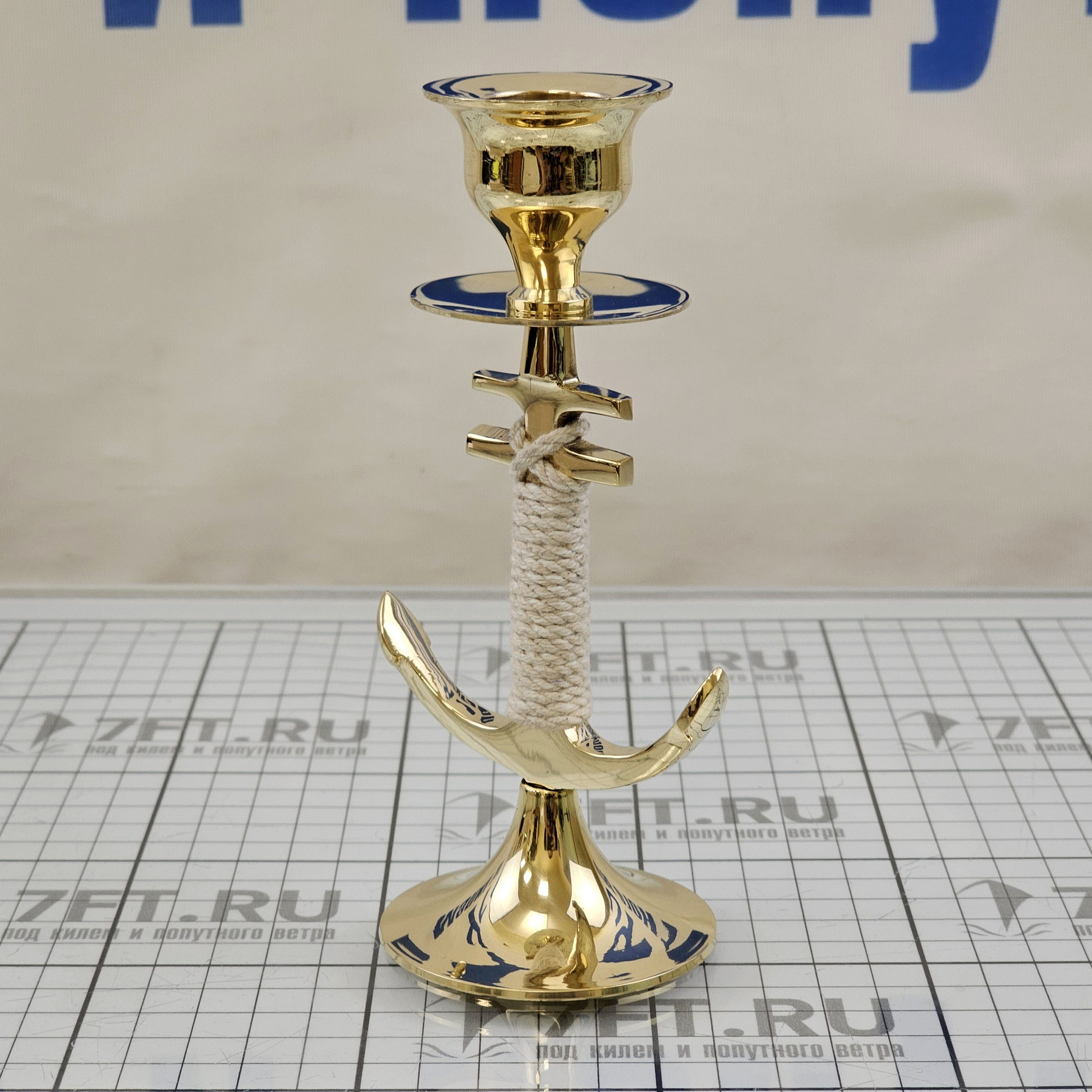Купить Подсвечник в виде якоря с веревкой Foresti&Suardi DECO006 150мм из полированной латуни 7ft.ru в интернет магазине Семь Футов