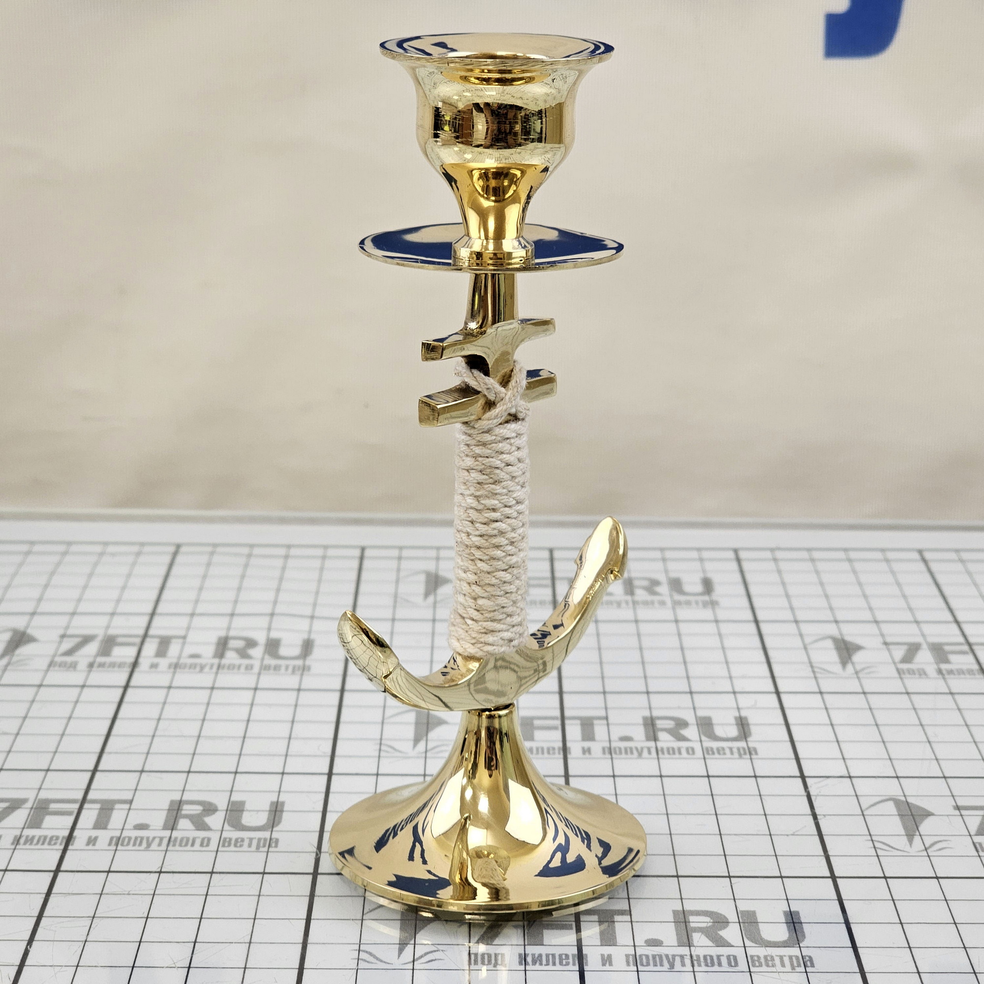 Купить Подсвечник в виде якоря с веревкой Foresti&Suardi DECO006 150мм из полированной латуни 7ft.ru в интернет магазине Семь Футов