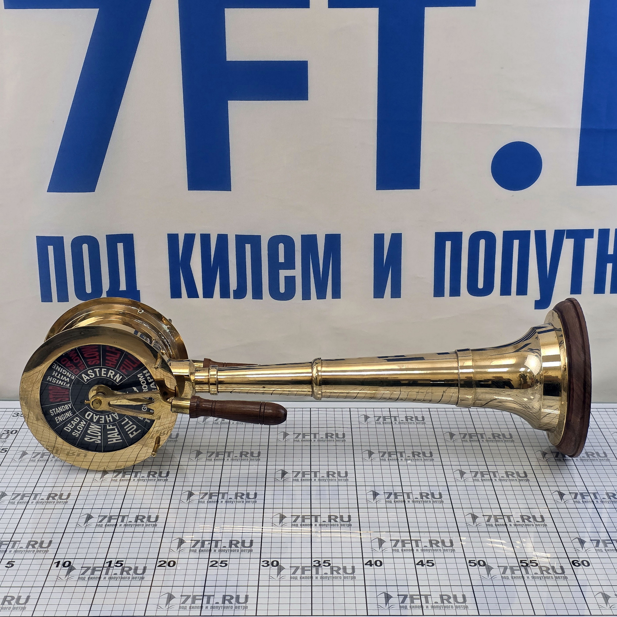 Купить Телеграф машинного отделения Foresti & Suardi DECO217 700мм из полированной латуни и дерева 7ft.ru в интернет магазине Семь Футов