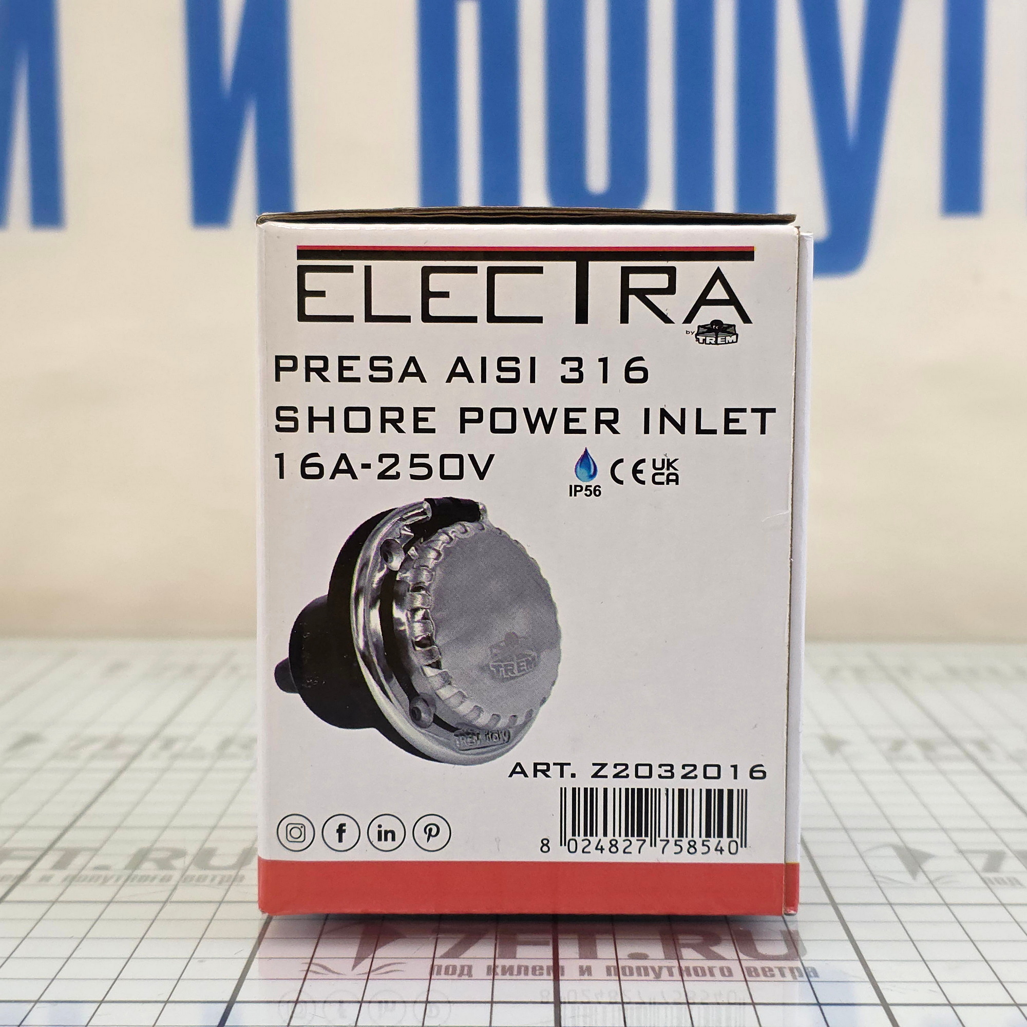Купить Розетка берегового питания TREM Z2032016 250В 16А IP56 из пластика/нержавеющей стали 7ft.ru в интернет магазине Семь Футов
