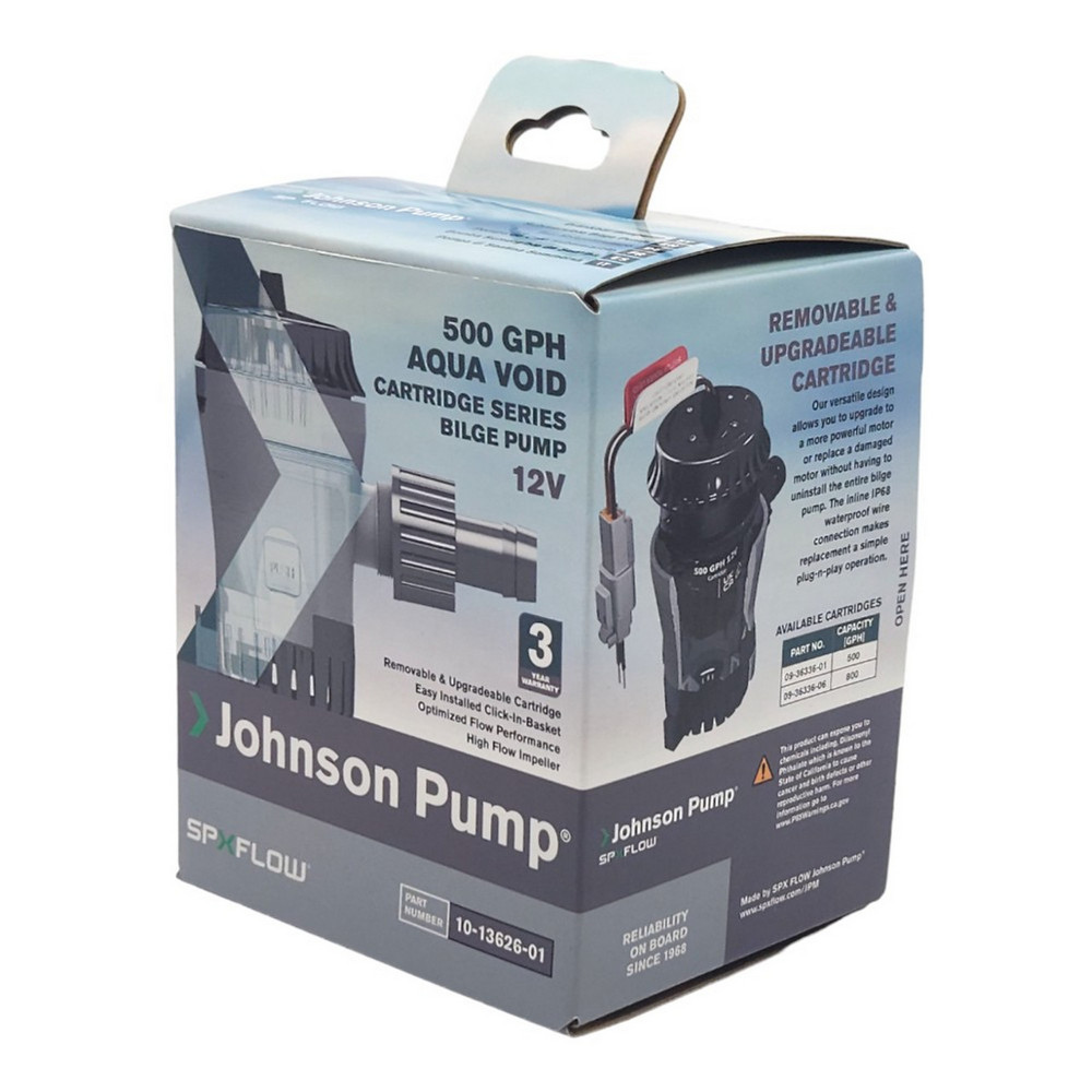 Купить Картриджный погружной трюмный насос Johnson Pump Aqua Void Cartridge Bilge 10-13626-01 500GPH 12В 2,7А 38л/мин под шланг Ø19мм корпус из АБС-пластика 7ft.ru в интернет магазине Семь Футов