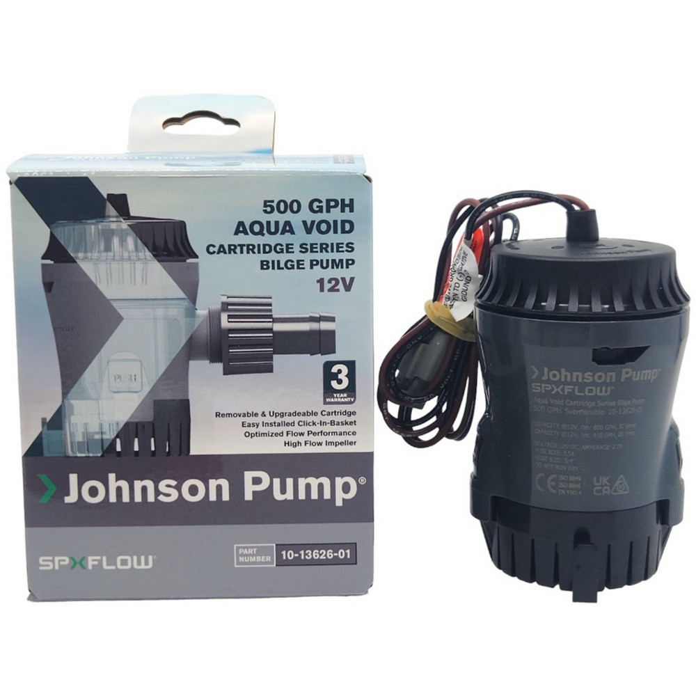 Купить Картриджный погружной трюмный насос Johnson Pump Aqua Void Cartridge Bilge 10-13626-01 500GPH 12В 2,7А 38л/мин под шланг Ø19мм корпус из АБС-пластика 7ft.ru в интернет магазине Семь Футов