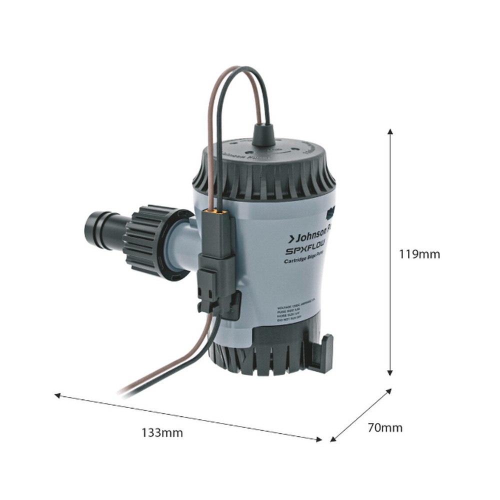 Купить Картриджный погружной трюмный насос Johnson Pump Aqua Void Cartridge Bilge 10-13626-01 500GPH 12В 2,7А 38л/мин под шланг Ø19мм корпус из АБС-пластика 7ft.ru в интернет магазине Семь Футов