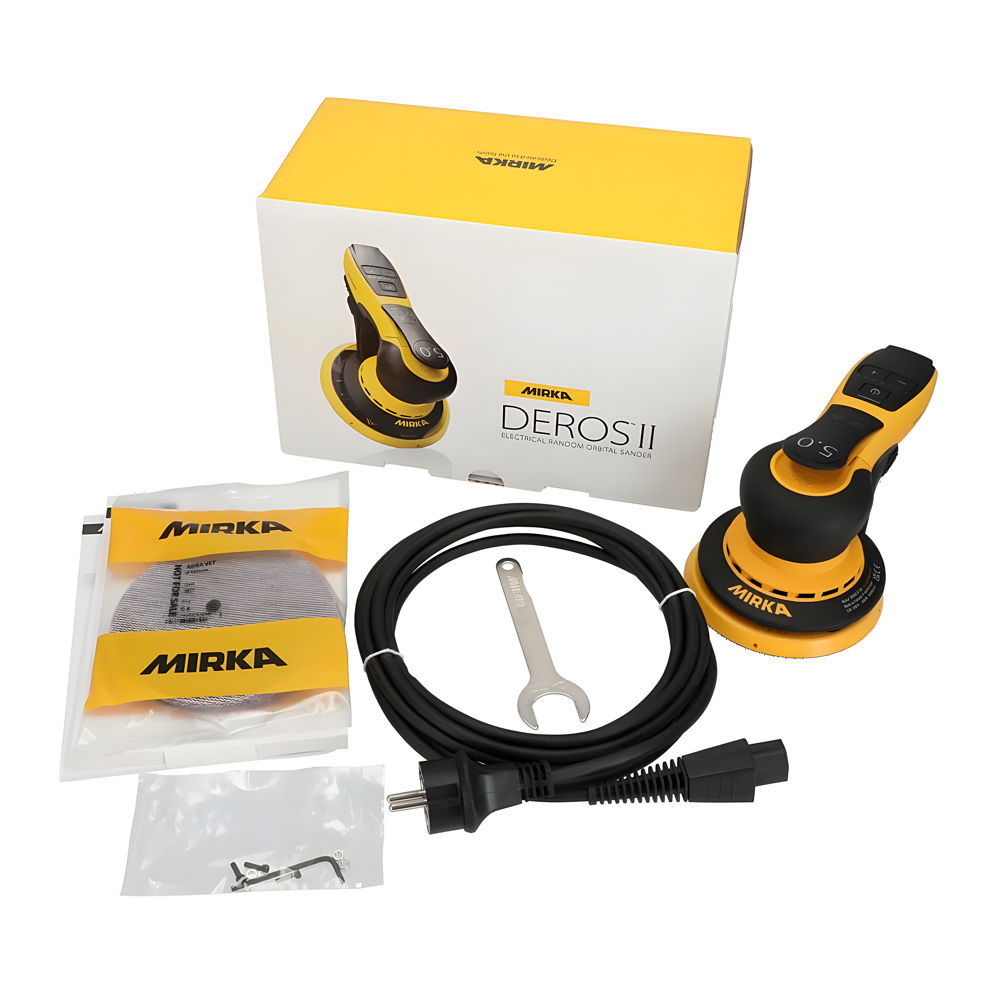 Купить Электрическая орбитальная шлифовальная машинка Mirka Deros II 550 MID5504044 4000-10000об/мин 220-240В 400Вт тарелка Ø125мм ход 5мм уровень шума 71дБ уровень вибрации 3,2м/с² 7ft.ru в интернет магазине Семь Футов