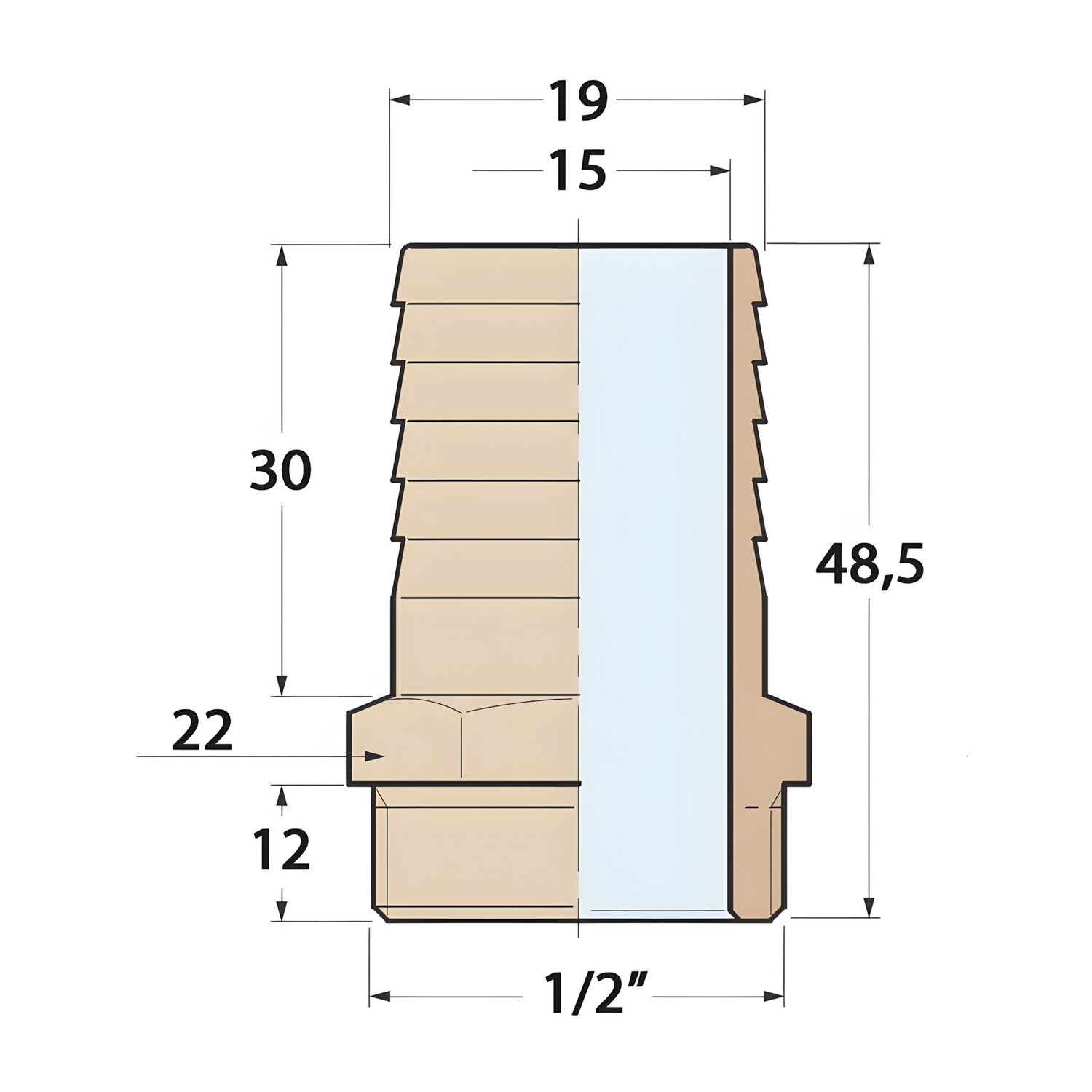 Купить Соединитель для шланга GUIDI 1004B#200129 1/2" Ø19x48,5мм из бронзы 7ft.ru в интернет магазине Семь Футов