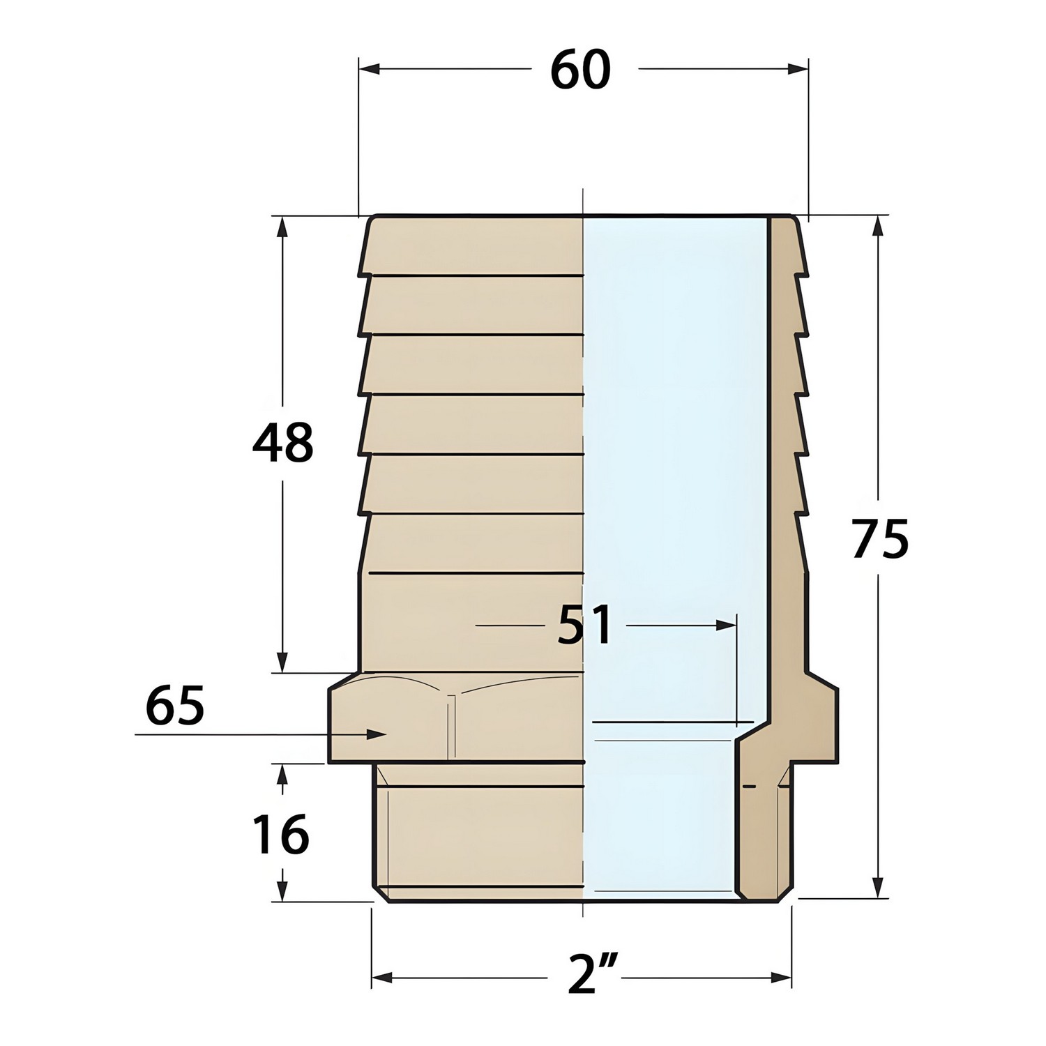 Купить Соединитель для шланга GUIDI 1004B#200180 2" Ø60x75мм из бронзы 7ft.ru в интернет магазине Семь Футов