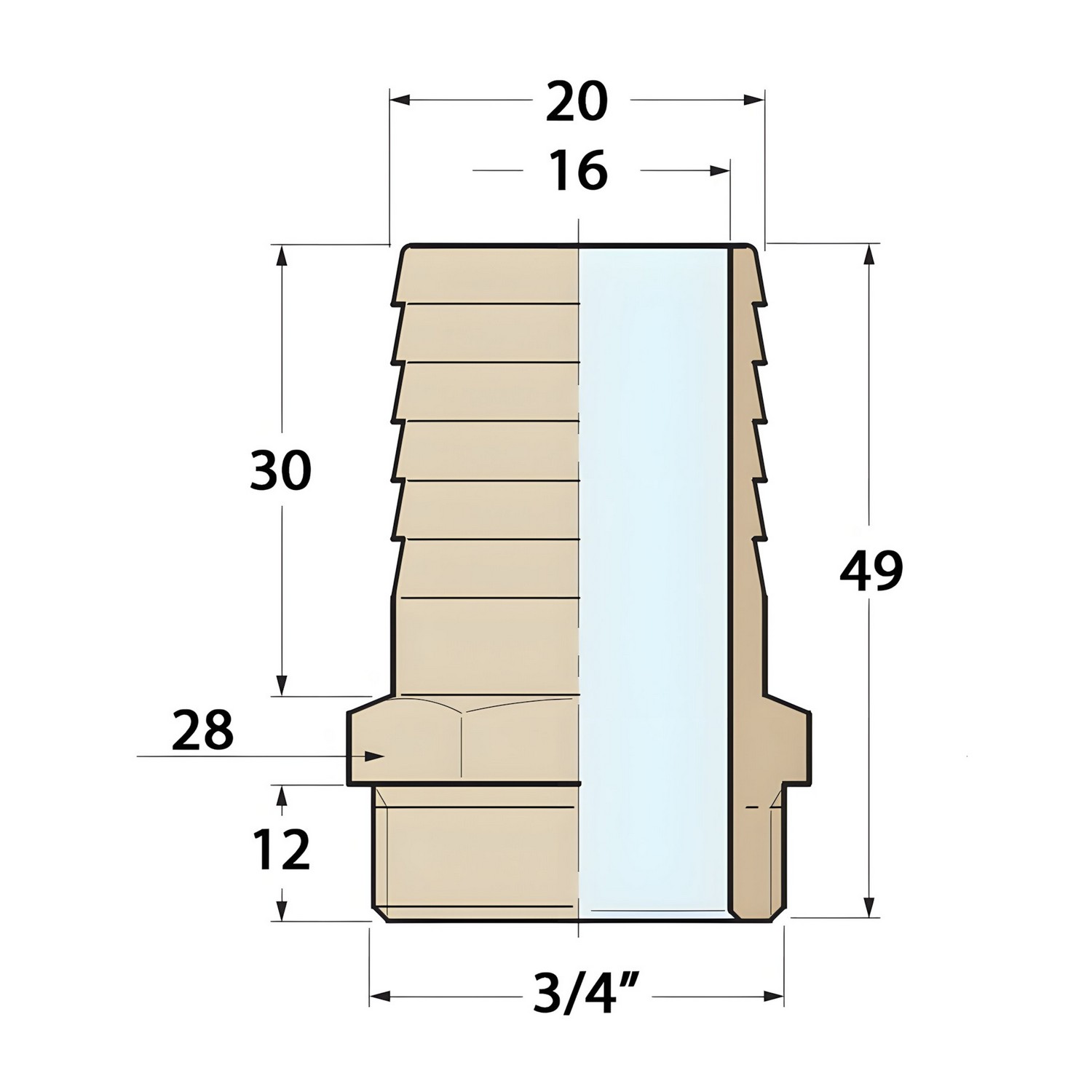 Купить Соединитель для шланга GUIDI 1004B#200140 3/4" Ø20x49мм из бронзы 7ft.ru в интернет магазине Семь Футов