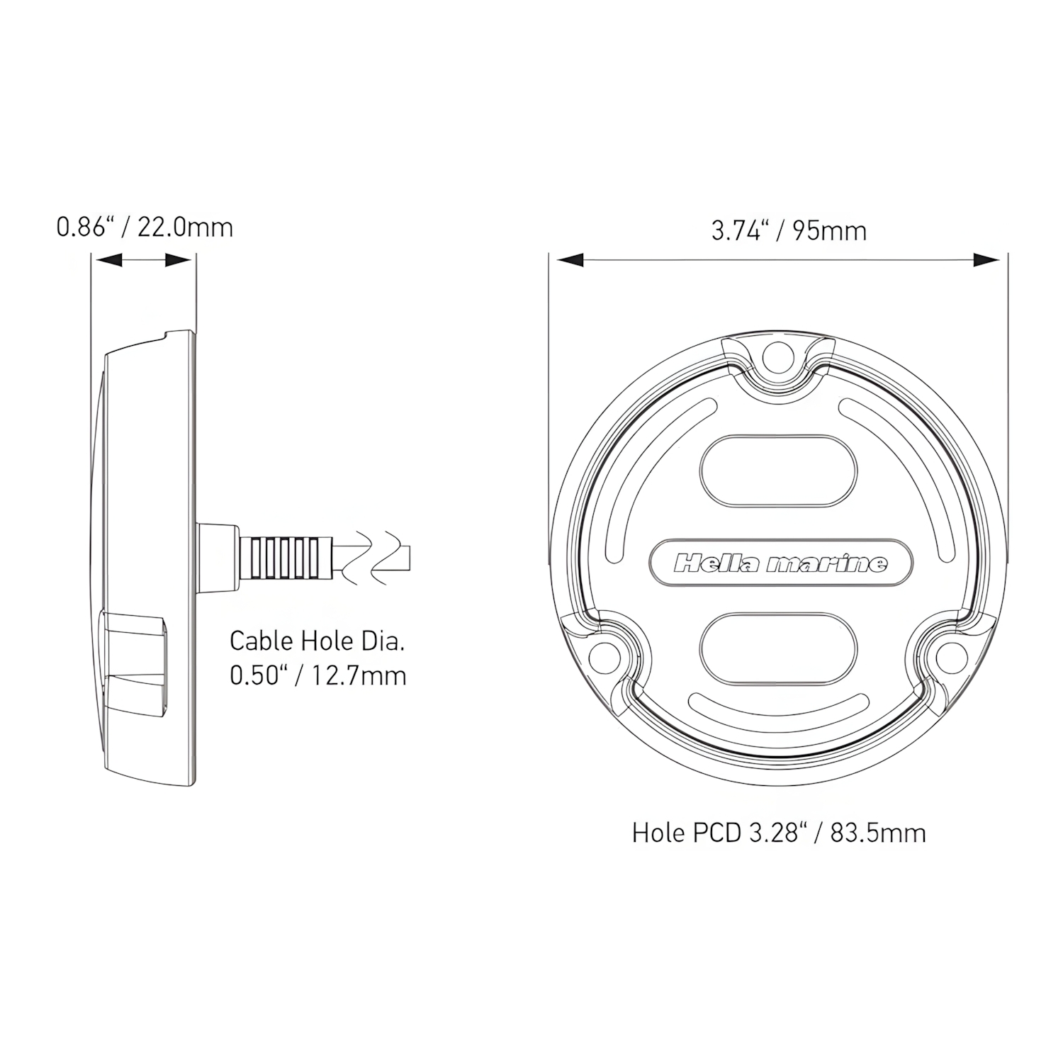 Купить Светильник подводный Hella Marine Apelo A2 2LT 016 148-001 12/24В до 3000лм IP68/IP69 с Edge Light RGB анодированный алюминий 7ft.ru в интернет магазине Семь Футов