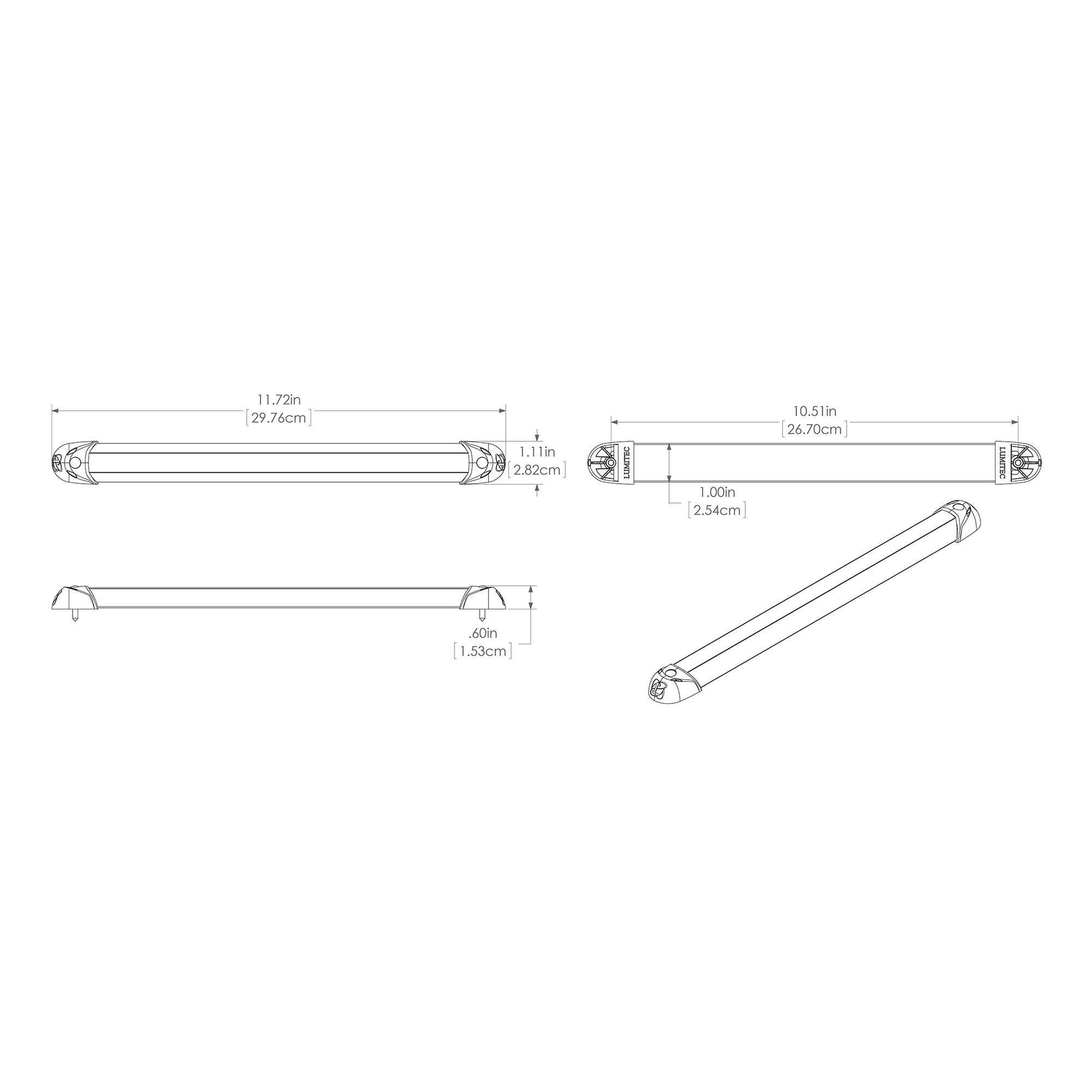 Купить Светодиодный светильник Lumitec RAIL2 101283 10–30В 12Вт 900лм 300мм IP67 Spectrum RGBW с диммированием и TTP-управлением из алюминия 7ft.ru в интернет магазине Семь Футов