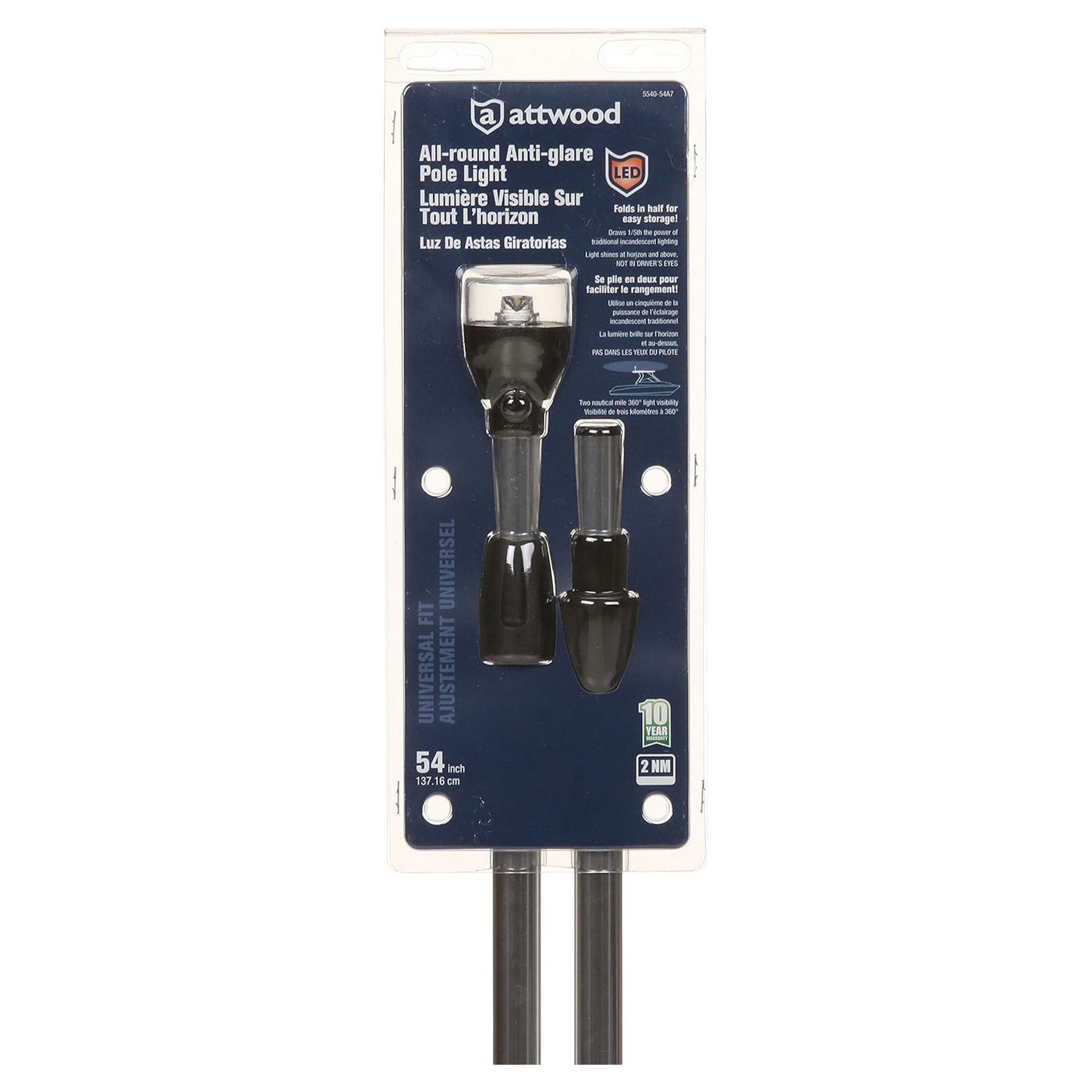 Купить Круговой светодиодный огонь Attwood LightArmor 5540-54A7 360° 1,8Вт 10,5–14,4В 137,16см для судов до 12 метров белый свет на стойке 7ft.ru в интернет магазине Семь Футов