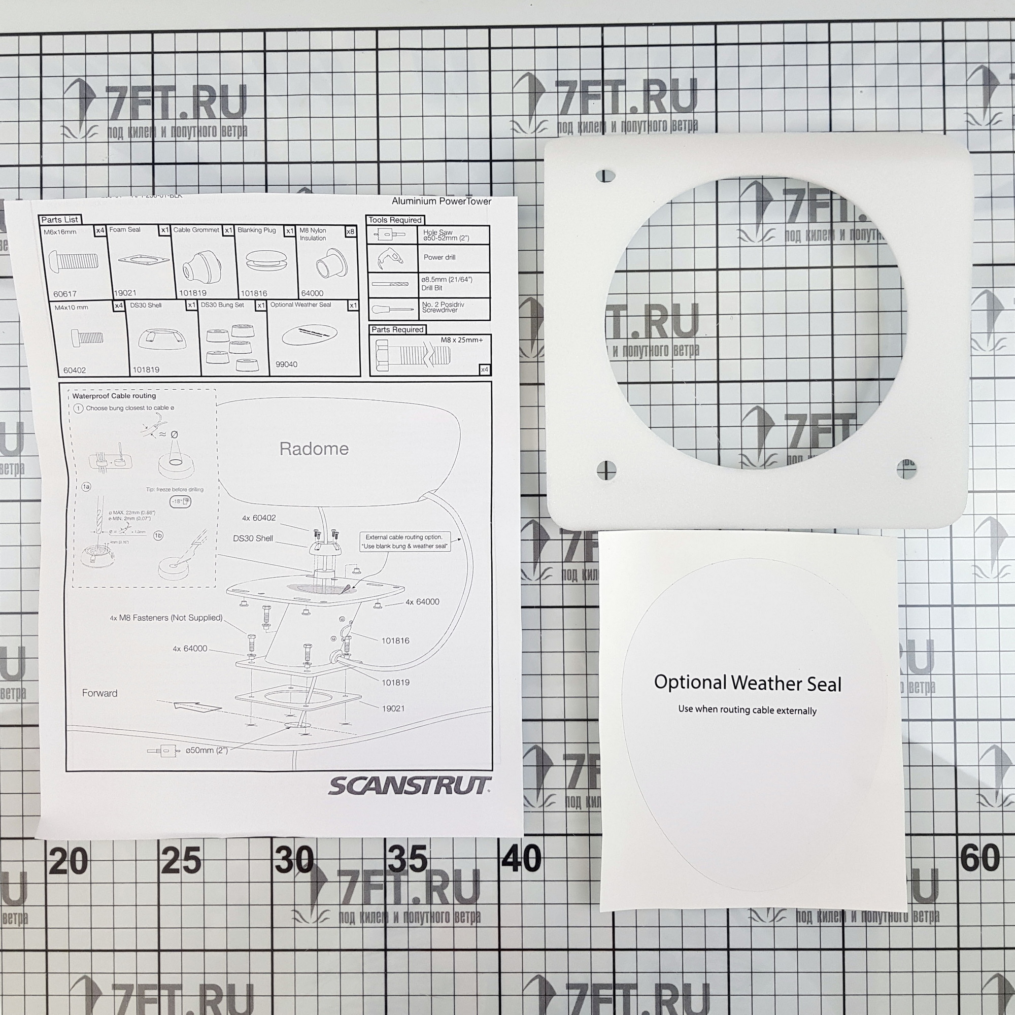 Купить Крепление для радара/антенны Scanstrut PowerTower APT-150-01 150мм из алюминия с наклоном 25° цвет белый 7ft.ru в интернет магазине Семь Футов