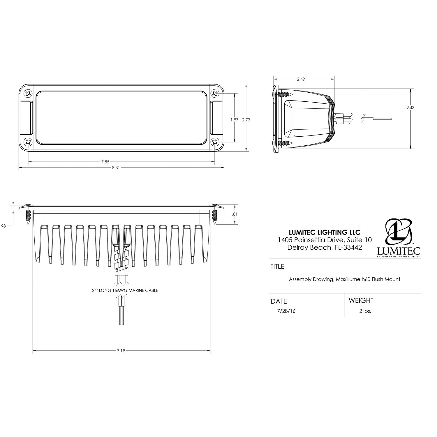 Купить Светодиодный прожектор Lumitec Maxillume h60 101336 10–30В 6000лм 5000К IP67 с диммированием встраиваемый белый литой алюминий 7ft.ru в интернет магазине Семь Футов