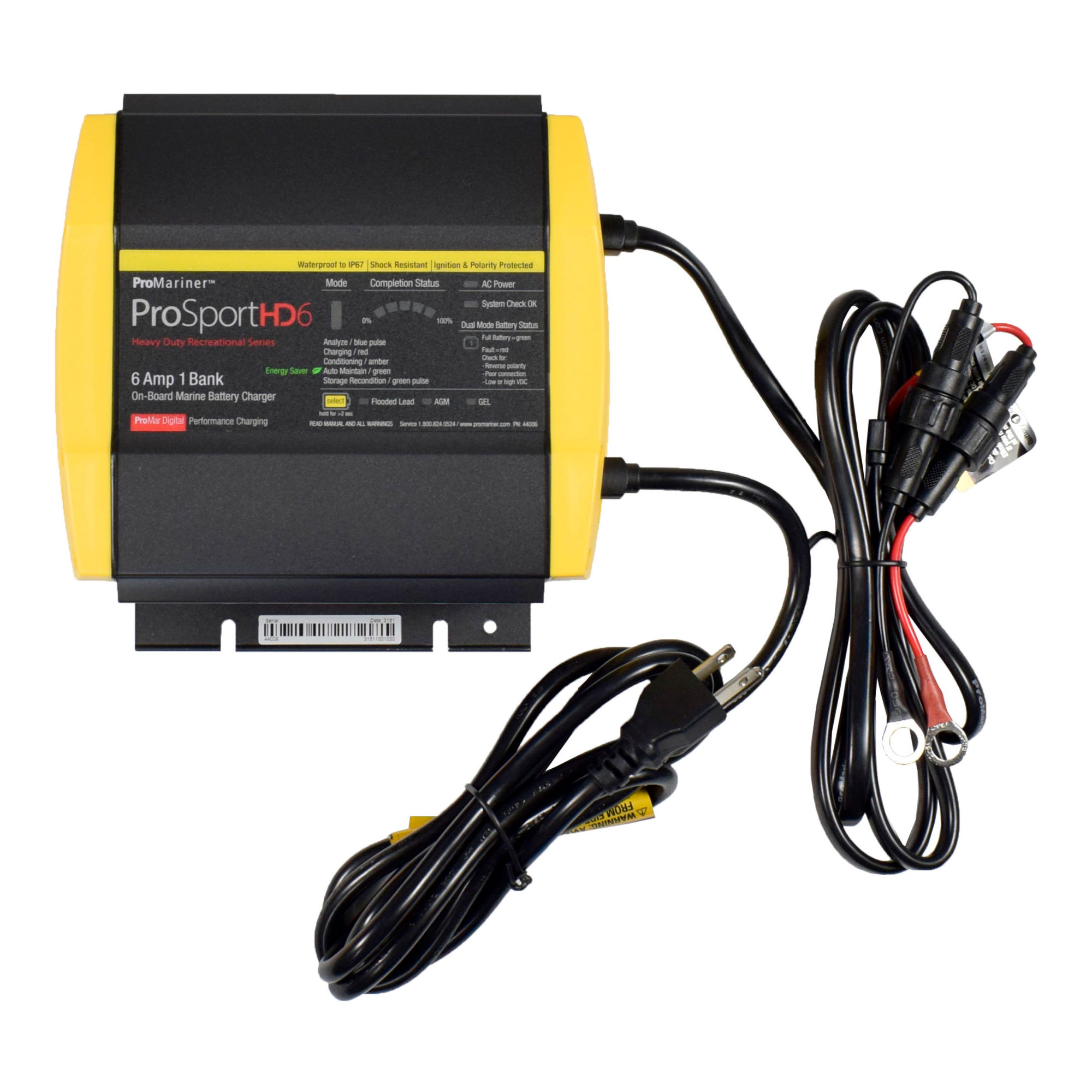 Купить Зарядное устройство ProMariner ProSportHD 6 44006 12В 6А IP67 196х200х74мм 5-ступенчатый цикл на 1 АКБ 7ft.ru в интернет магазине Семь Футов