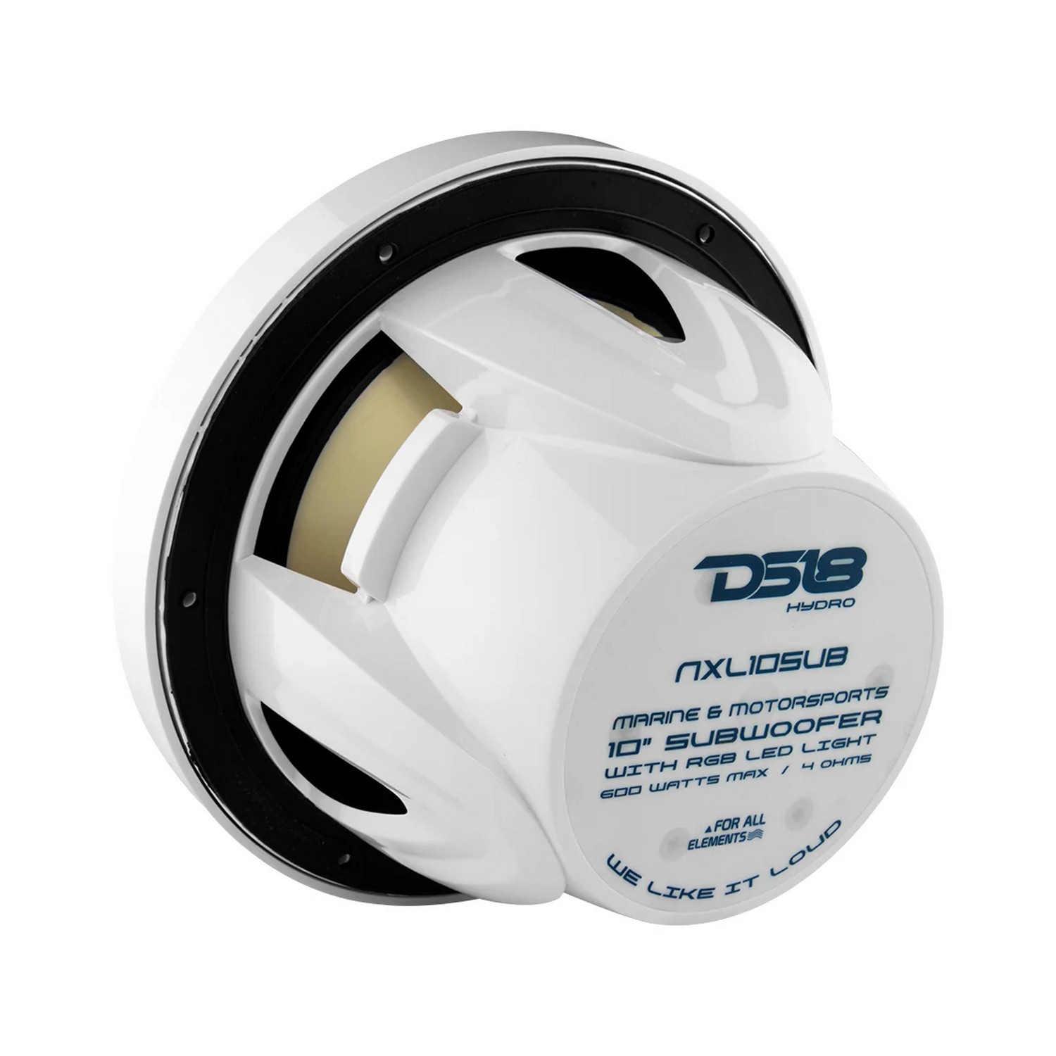 Купить Сабвуфер DS18 NXL-10SUB/WH Ø254мм 35–250Гц 300-600Вт 2-4Ом IP65 светодиодная RGB-подсветка из белого полипропилена 7ft.ru в интернет магазине Семь Футов