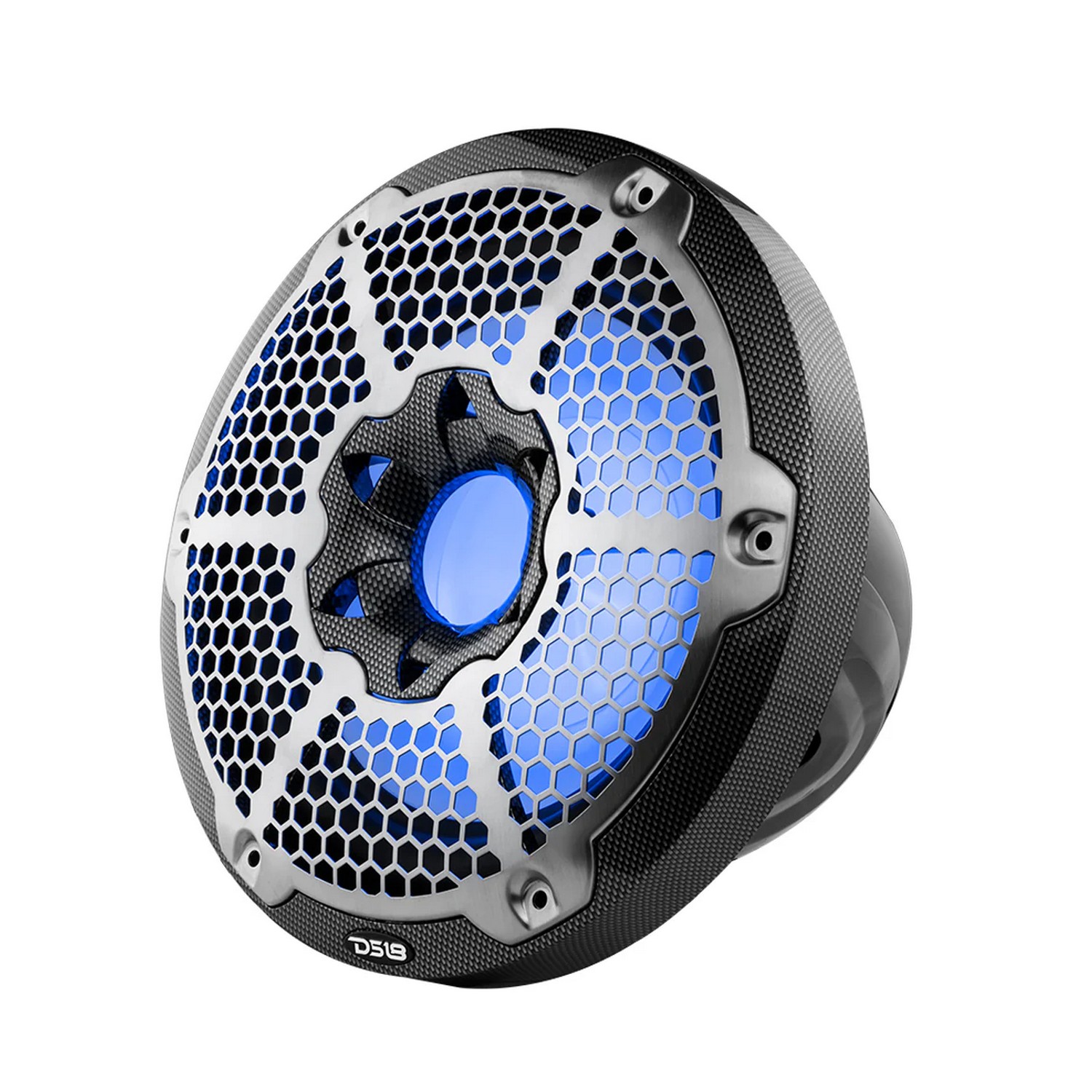 Купить Сабвуфер DS18 CF-10SUB Ø254мм 35–250Гц 300-600Вт 2-4Ом IP65 светодиодная RGB-подсветка глянцевый из углеродного волокна чёрного цвета 7ft.ru в интернет магазине Семь Футов