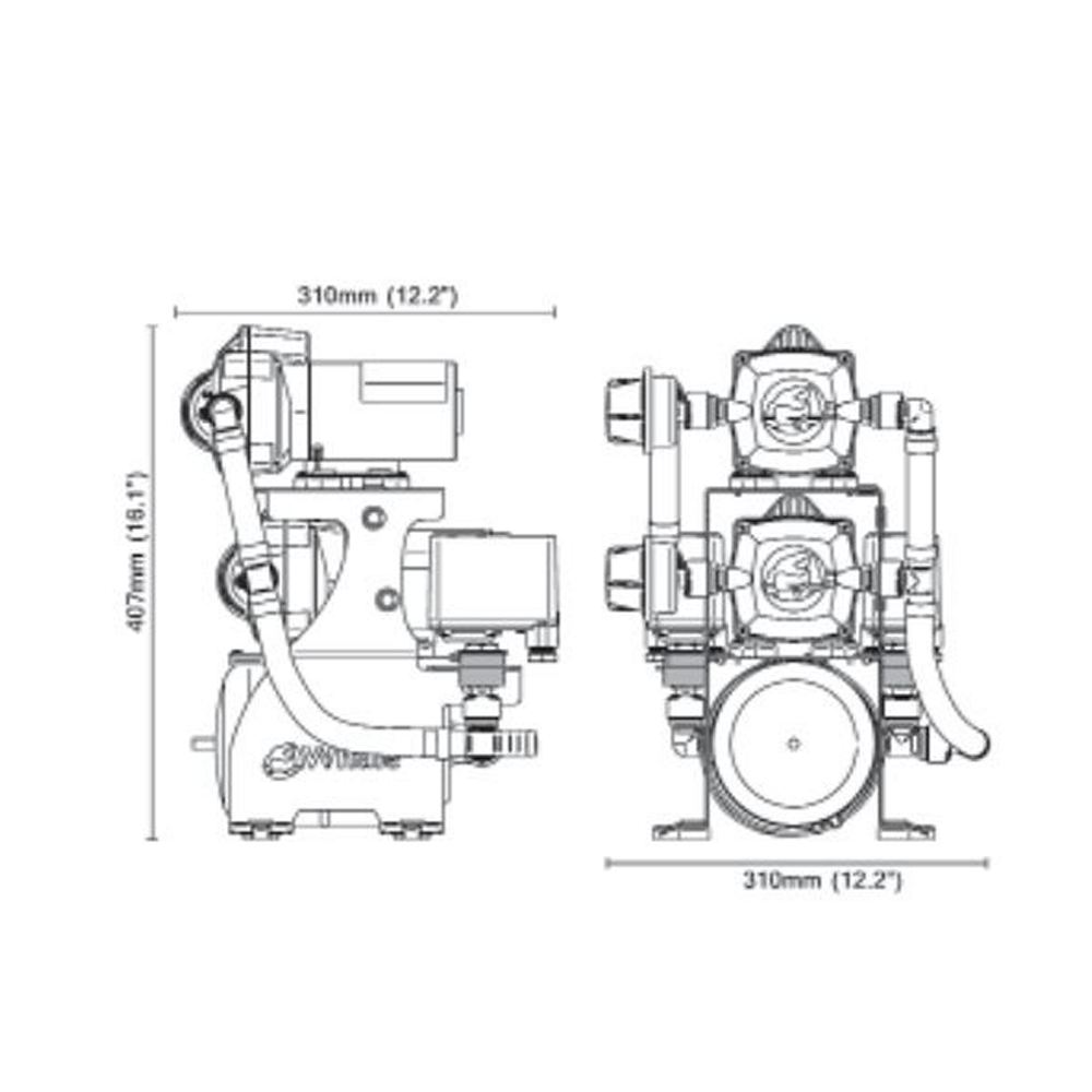 Купить Насосная станция двухступенчатая Whale UF2415B 12В 24л/мин 3бар штуцер 19мм 407×310×310мм бак 2л для водоснабжения 7ft.ru в интернет магазине Семь Футов