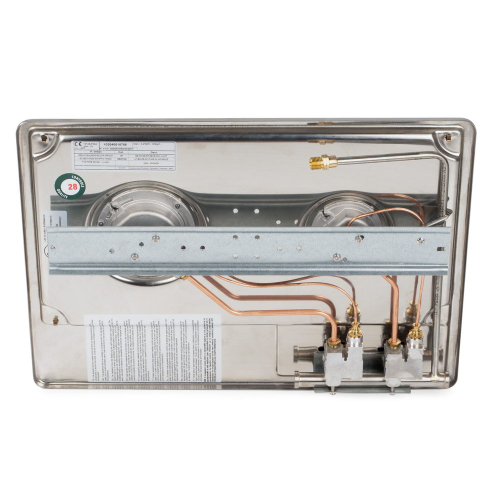 Купить Плита газовая двухконфорочная встраиваемая ENO MASTER-2 432040010785 472x342x77мм 1,75-2,5кВт со стеклянной крышкой и газ-контролем 7ft.ru в интернет магазине Семь Футов