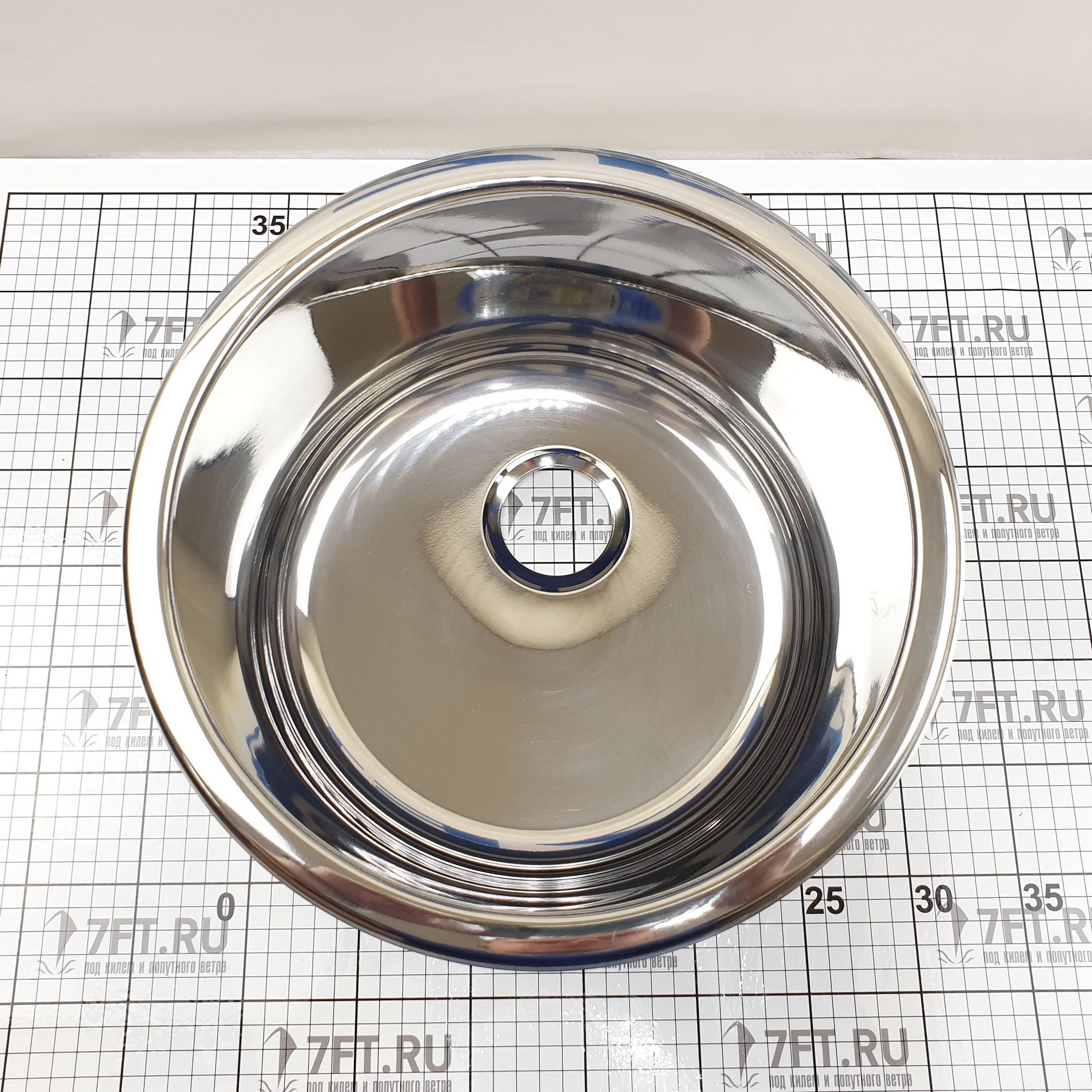 Купить Раковина круглая 260x285x180мм из зеркально-полированной нержавеющей стали, Osculati 50.187.35 7ft.ru в интернет магазине Семь Футов