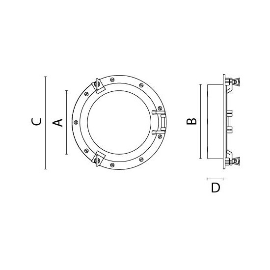 Купить Иллюминатор открывающийся Foresti & Suardi 7B.50.L 300 х 50 мм из полированной латуни 7ft.ru в интернет магазине Семь Футов