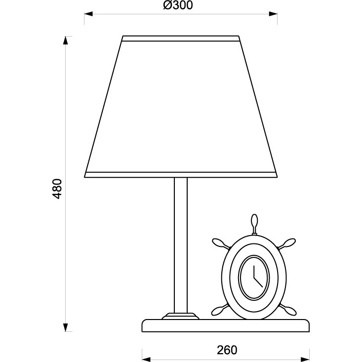 Купить Светильник настольный "Штурвал с часами" Foresti & Suardi 2280.LP E27 220/240В 100Вт 300x480мм из латуни и дерева 7ft.ru в интернет магазине Семь Футов