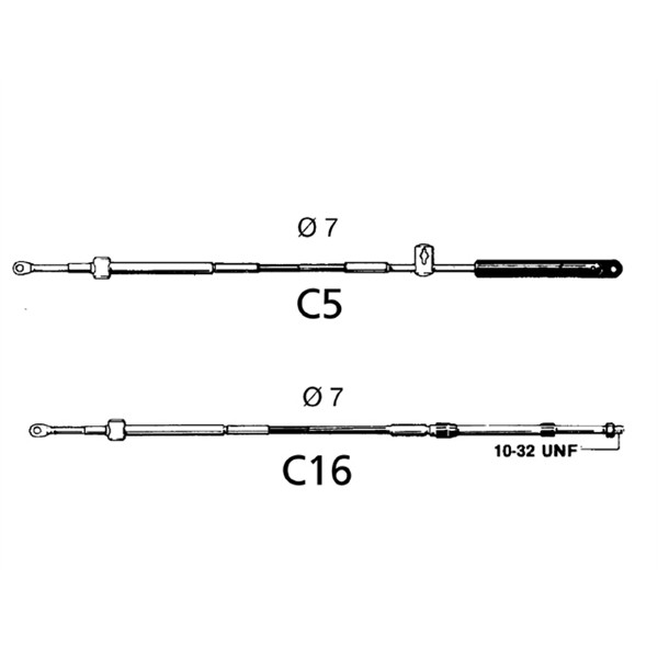 Купить Тяговый трос управления газом/реверсом Ultraflex C16 34750Y Ø7мм 2,44м(8футов) радиус сгибания 200мм ход 80мм для двигателей Mercury и Mariner 7ft.ru в интернет магазине Семь Футов