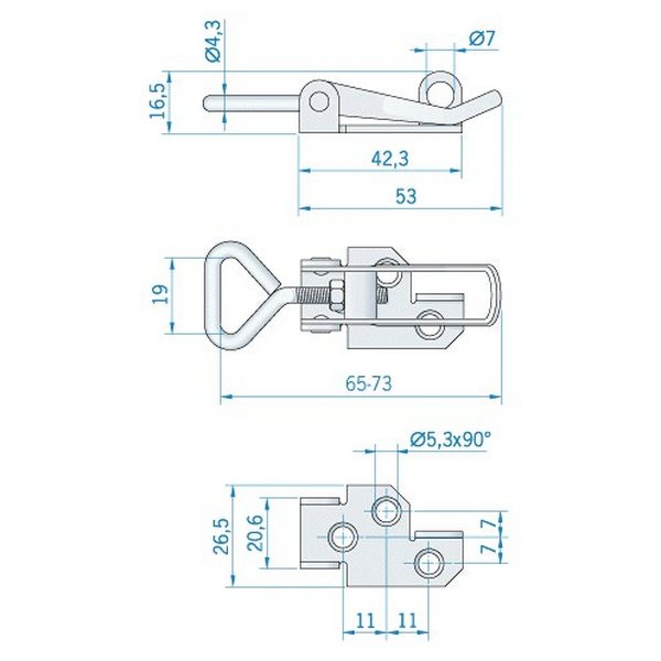 Купить Замок патефонный из стали Roca 924101 66 - 75 мм малый регулируемый 7ft.ru в интернет магазине Семь Футов