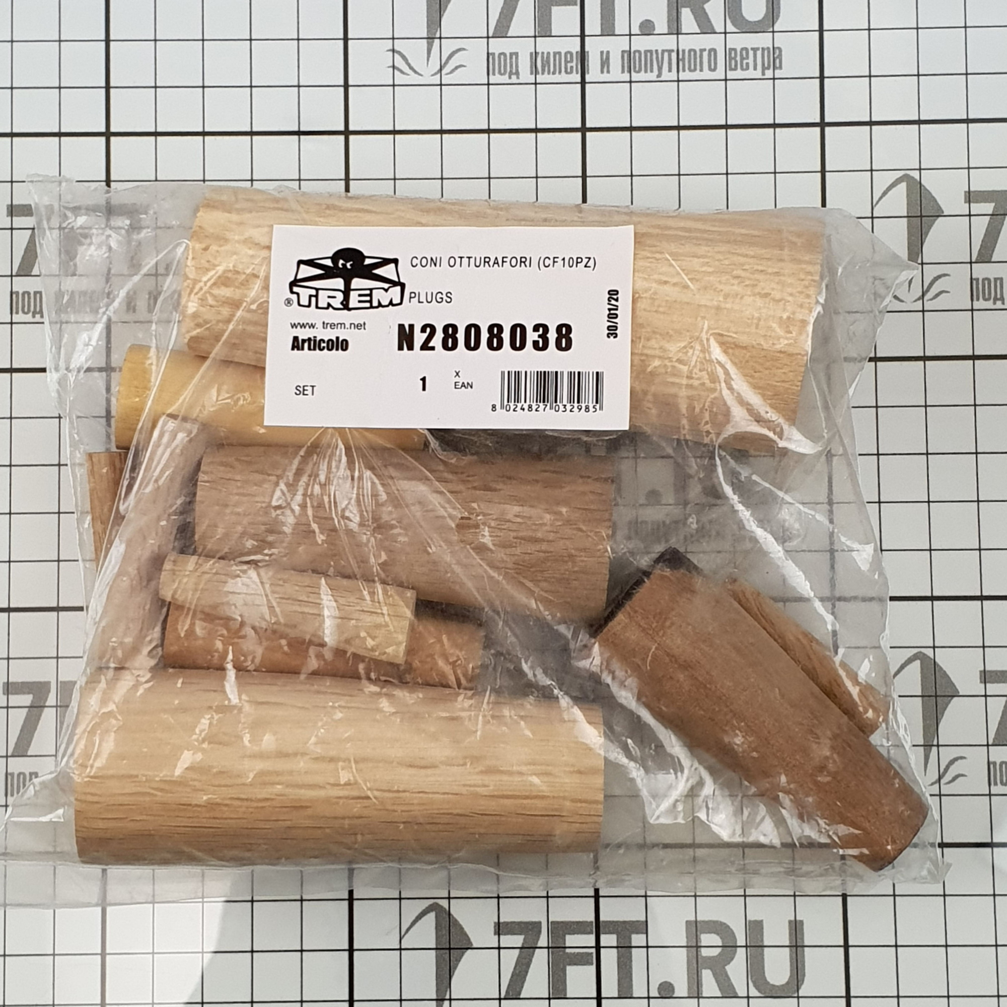 Купить Комплект деревянных аварийных конических пробок TREM N2808038 Ø8-38мм 10 конусов для судов, купить спасательное снаряжение в интернет-магазине 7ft.ru в интернет магазине Семь Футов