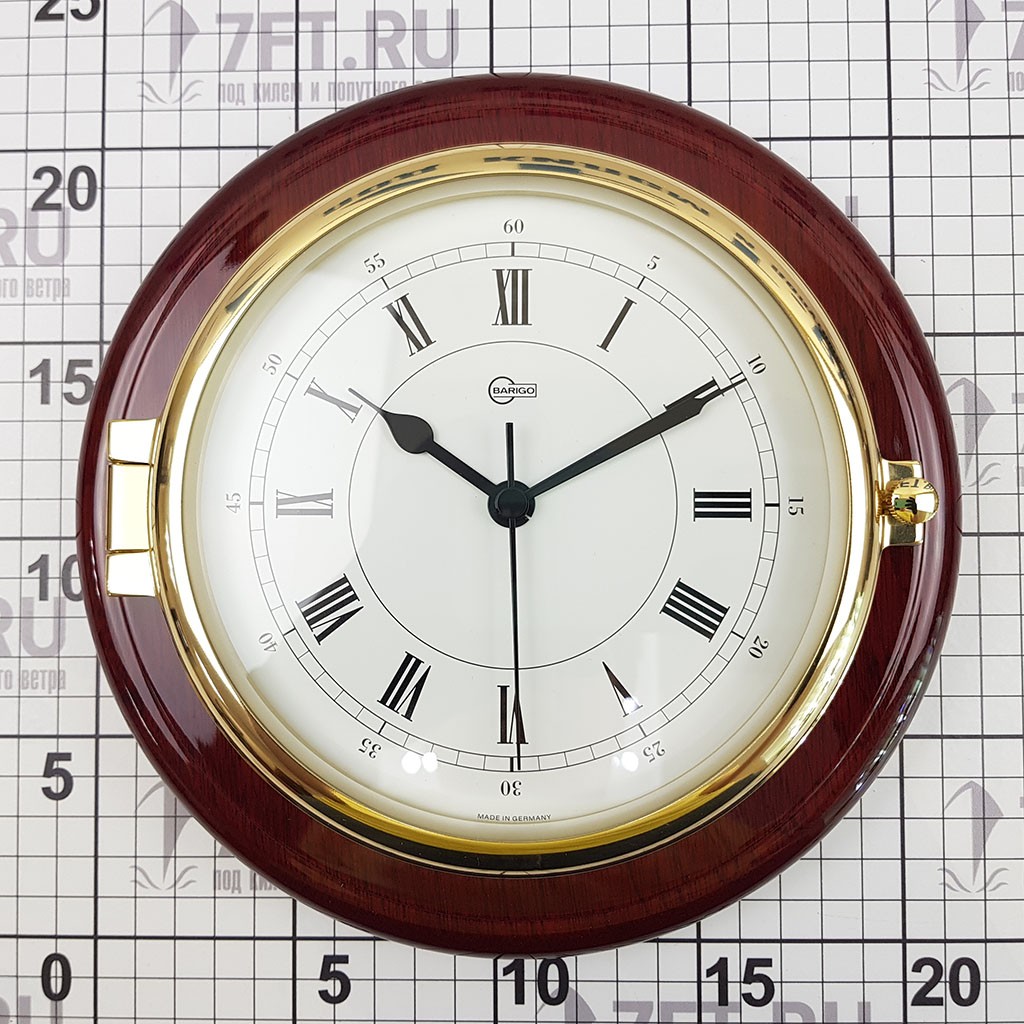 Купить Часы кварцевые настенные Barigo Captain 1587MS 210x50мм Ø150мм из красного дерева и полированной латуни 7ft.ru в интернет магазине Семь Футов