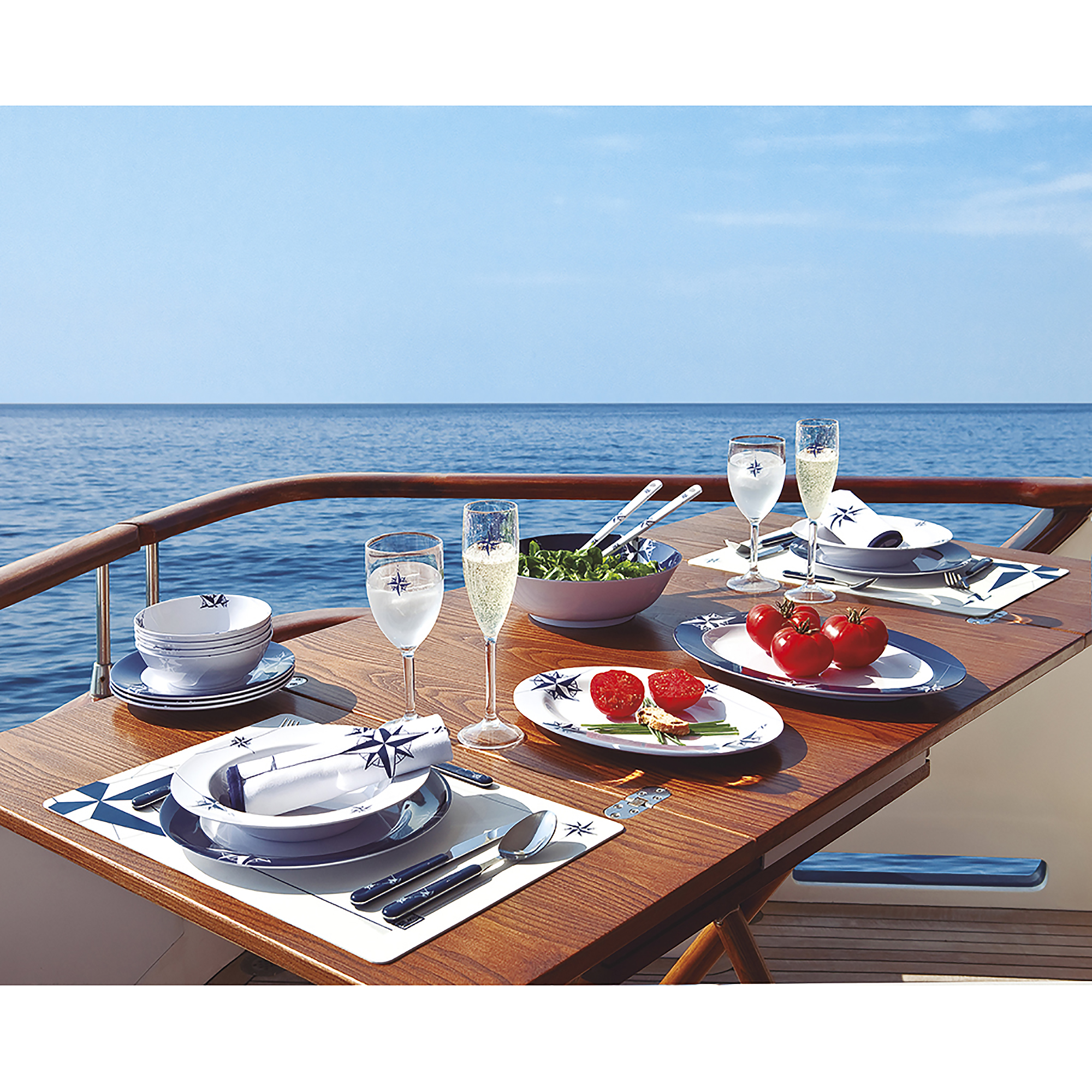 Купить Набор обеденных тарелок Marine Business Northwind 15001 Ø230мм 6шт из белого/синего меламина 7ft.ru в интернет магазине Семь Футов