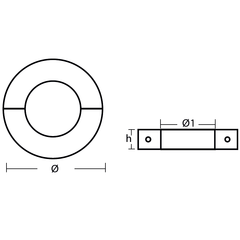 Купить Цинковый разъемный анод Tecnoseal 00552L Ø65x20мм тонкий кольцевой для валов Ø25мм 7ft.ru в интернет магазине Семь Футов