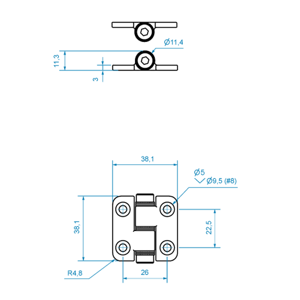 Купить Петля фрикционная из нержавеющей стали Roca 449100 38,1x38,1мм скрытый шарнир 7ft.ru в интернет магазине Семь Футов