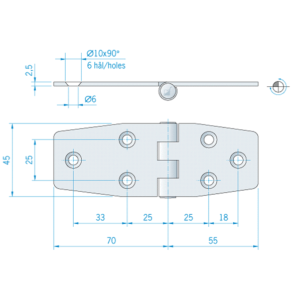 Купить Петля универсальная из нержавеющей стали Roca 445189 125 x 45 мм скрытый шарнир 7ft.ru в интернет магазине Семь Футов