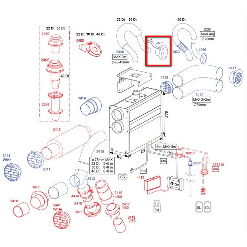 Купить Выхлопной коаксиальный патрубок Wallas 2467 7ft.ru в интернет магазине Семь Футов